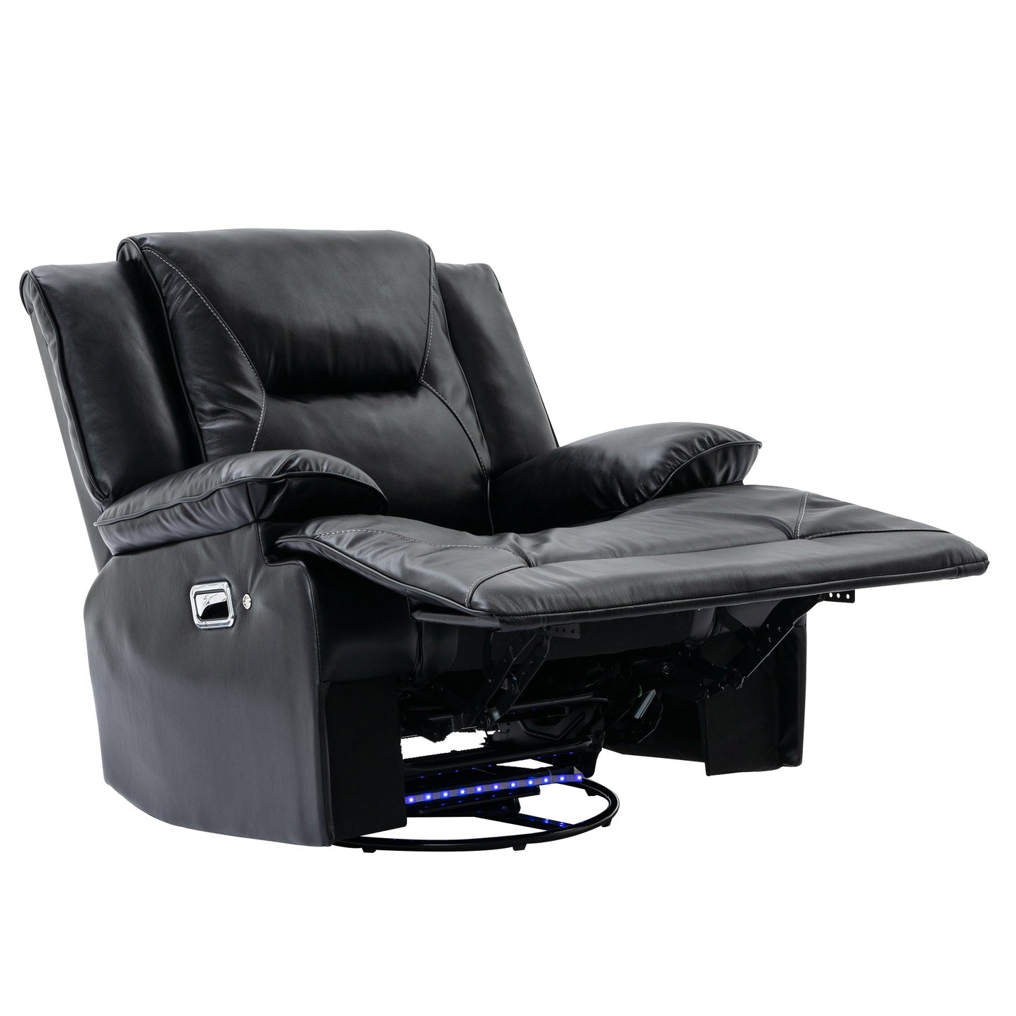 360° Swivel and Rocking Home Theater Recliner Manual Recliner Chair With a LED Light Strip for Living Room,Bedroom