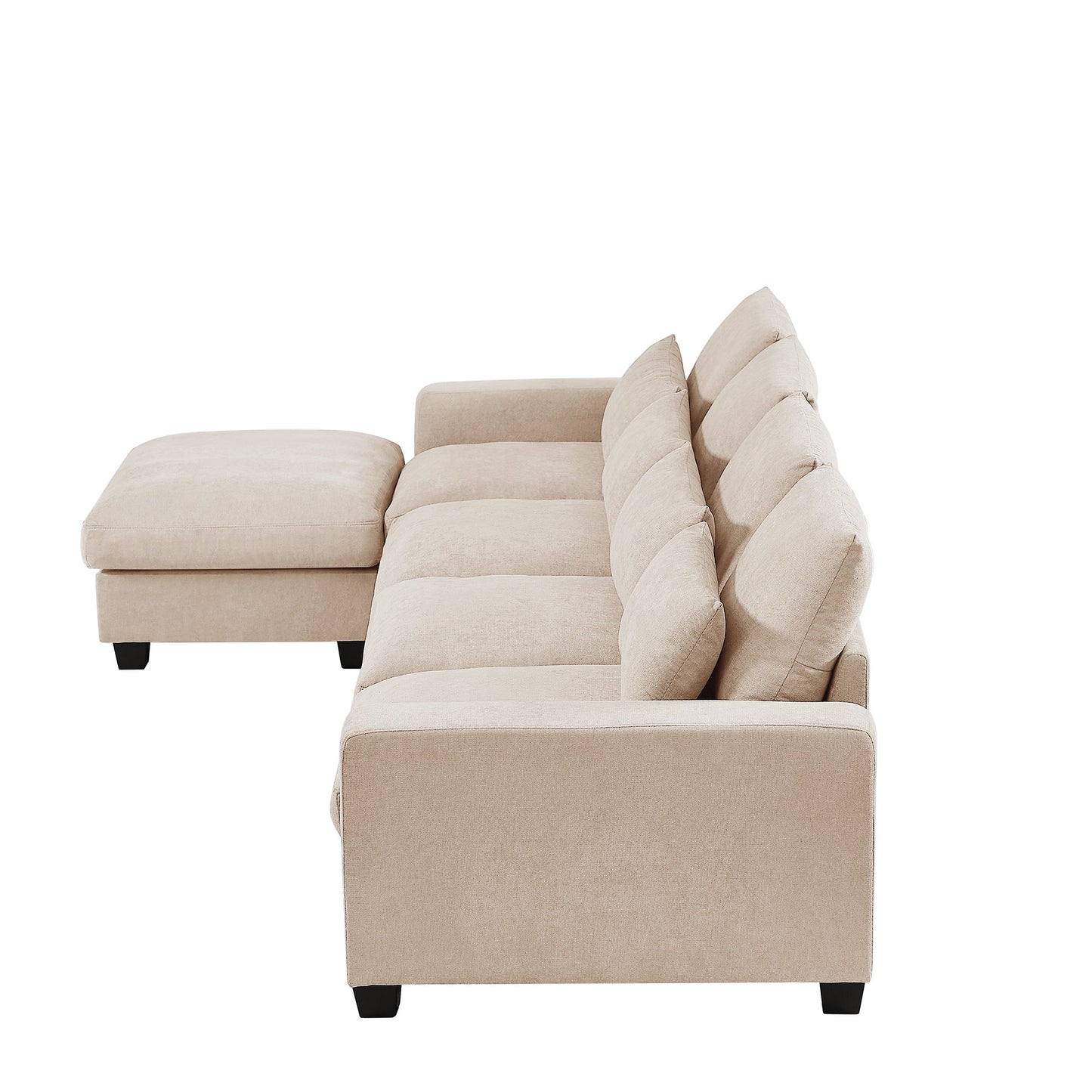 Modern Large L-Shape Feather Filled Sectional Sofa, Convertible Sofa Couch
