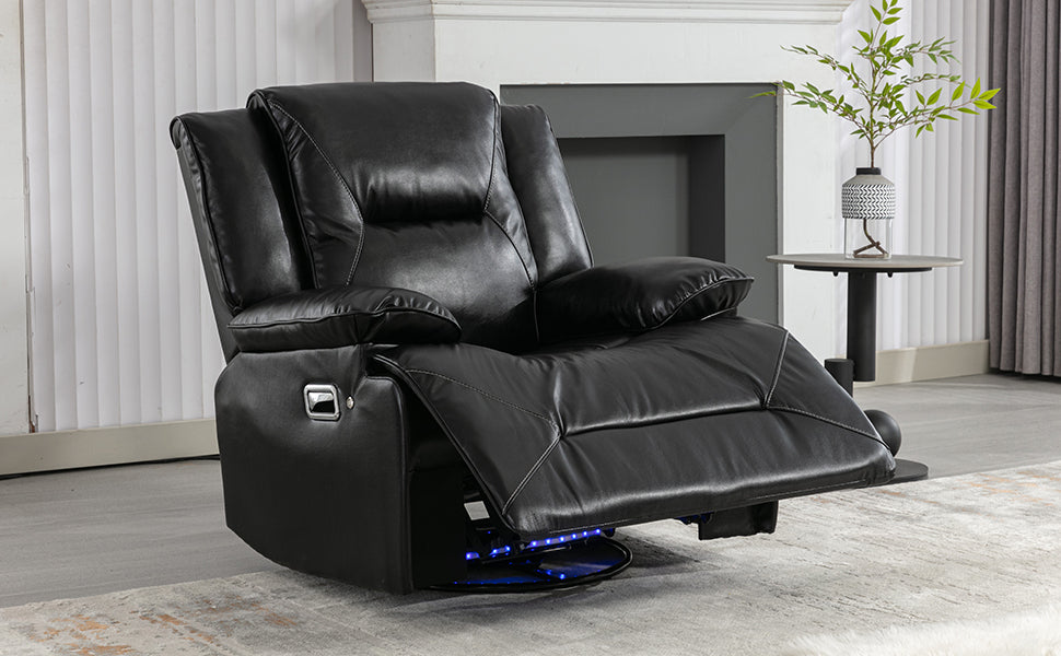 360° Swivel and Rocking Home Theater Recliner Manual Recliner Chair With a LED Light Strip for Living Room,Bedroom