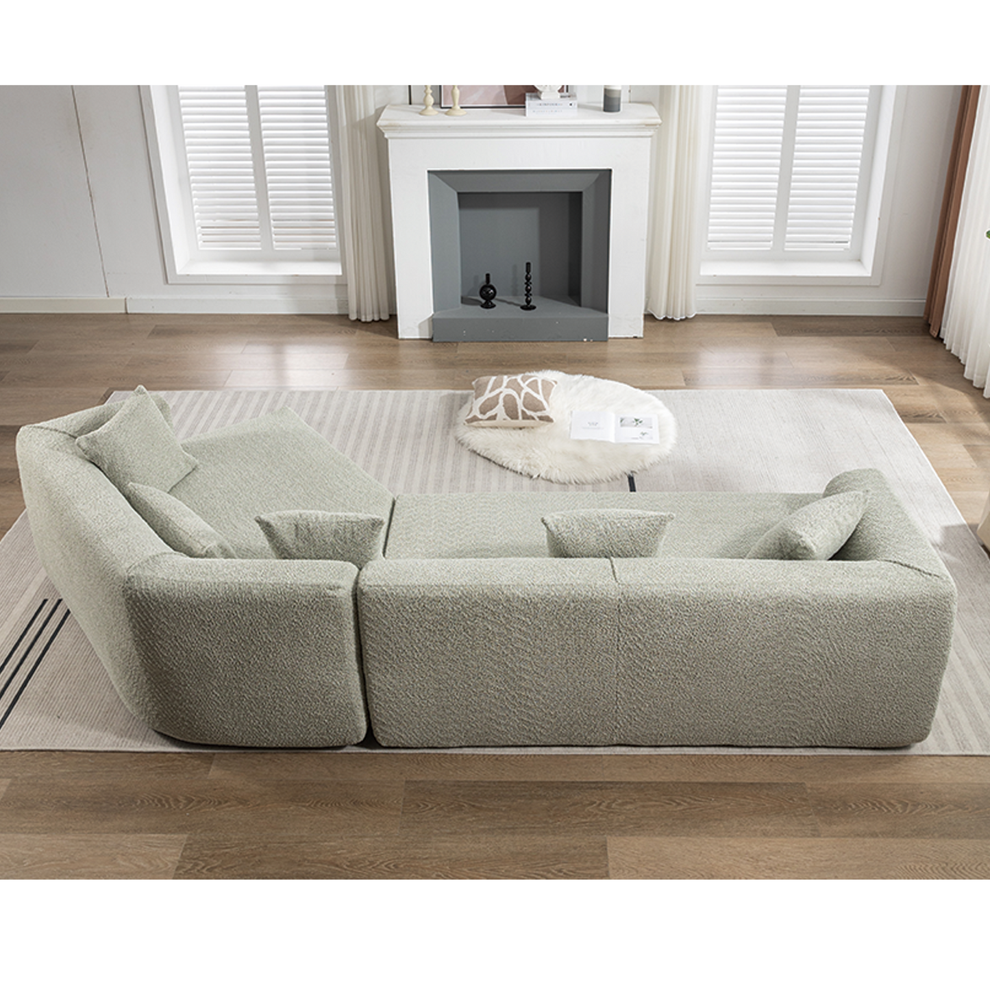 Modular Sofa , Modern Minimalist Style Sofa, Upholstered , Free Combination, Round Fiber Fabric, Anti-Wrinkle Fabric