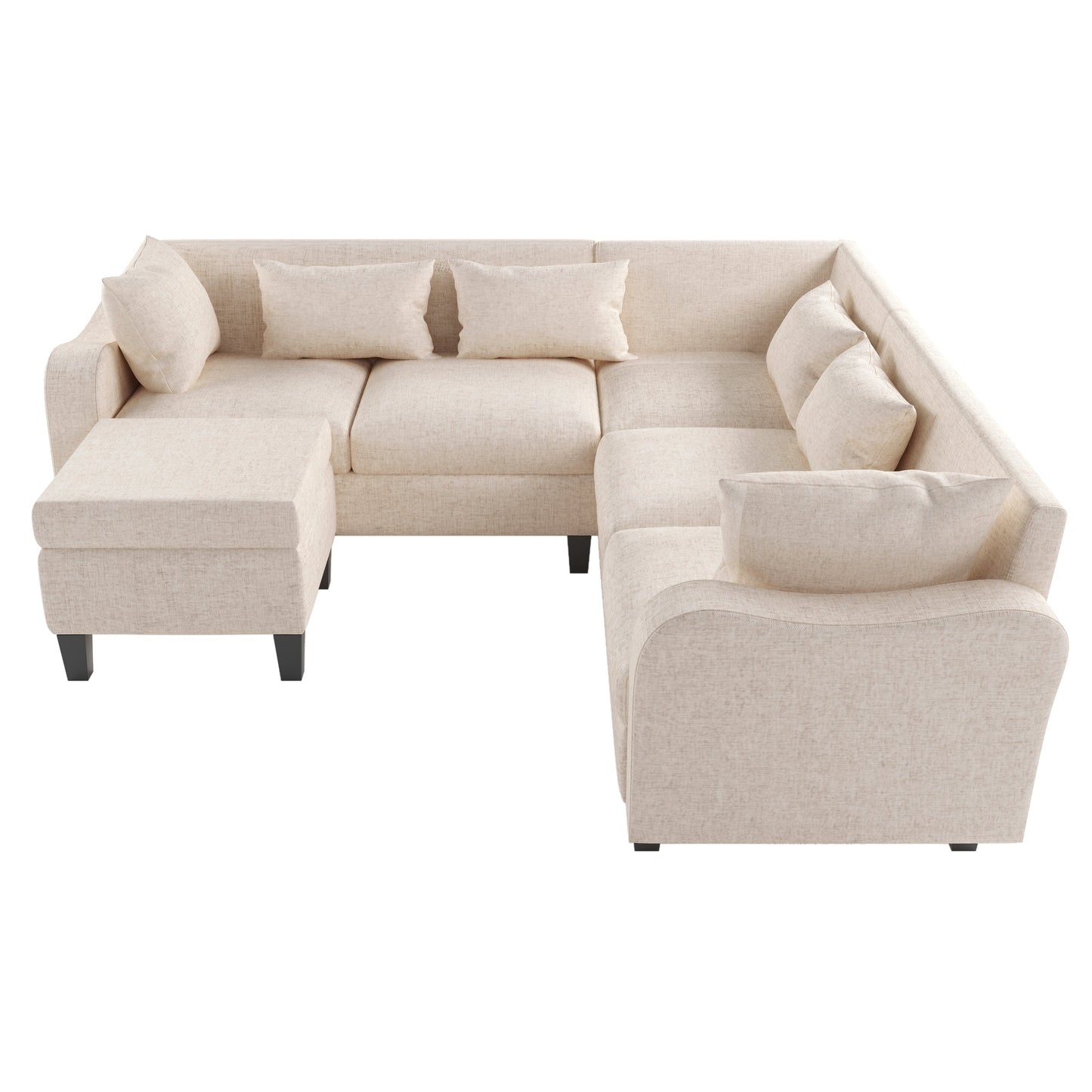 87" Modern Sectional Sofa With Coffee Table,6-Seat Couch Set With Storage Ottoman,Various Combinations,L-Shape Indoor