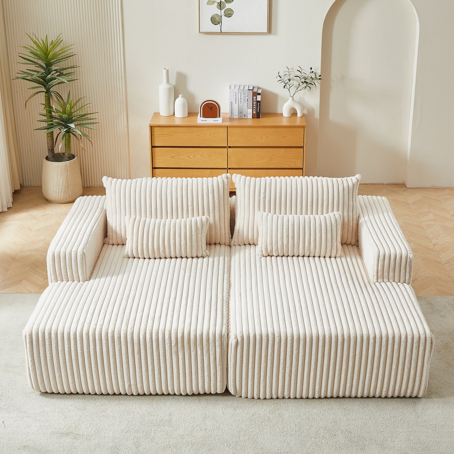 87" Oversized Sectional Lounge Chaise,No Assembly Required,Cloud Plush Loveseat With Reclining Sofa Bed,Fluffy Modern