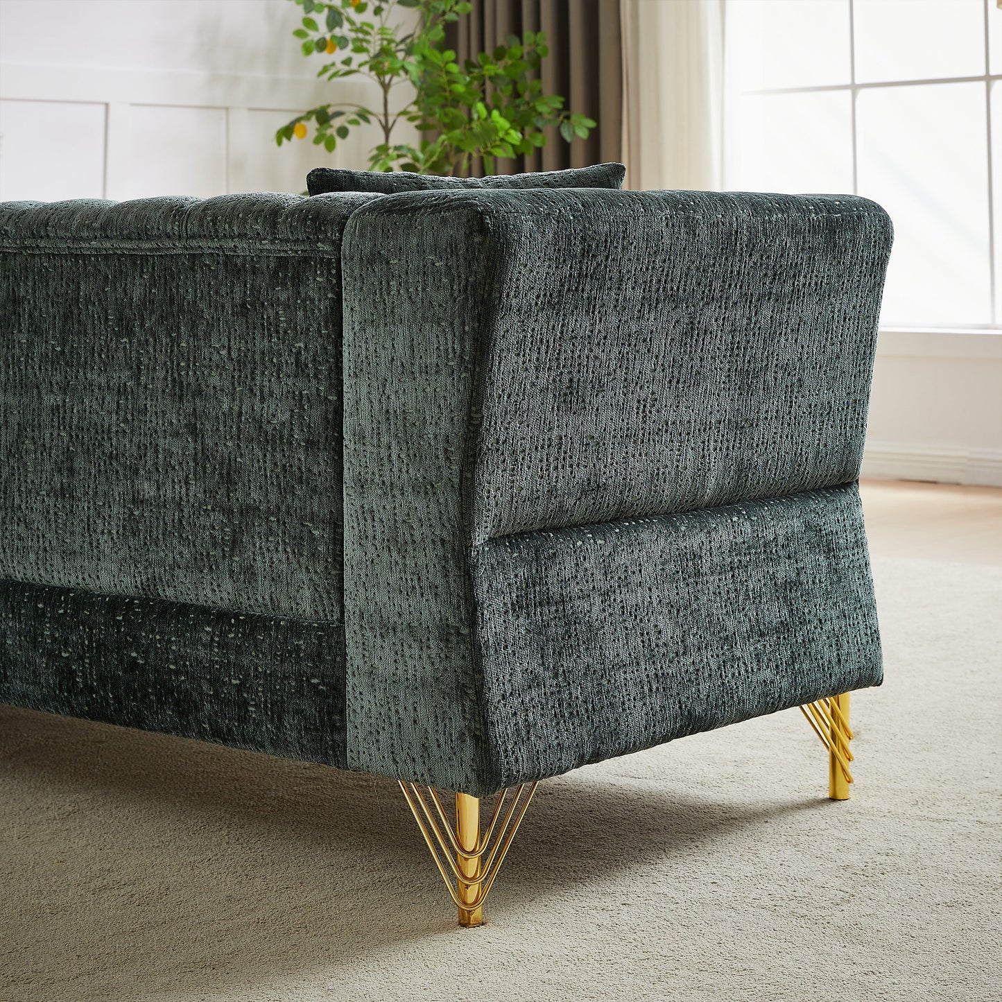 81.5-Inch Chenille Corner Sofa , L-Shaped Sectional Couch, 5-Seater Corner Sofas With 3 Cushions for Living Room, Bedroom