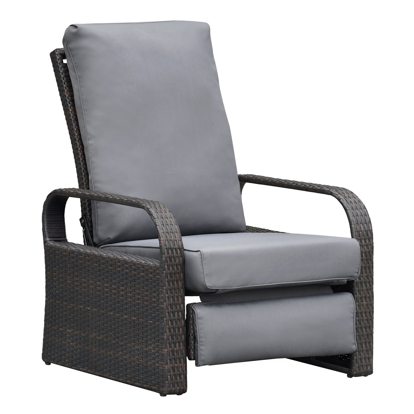Outdoor Recliner Chair; Automatic Adjustable Wicker Lounge Recliner Chair With 5.12'' Thicken Cushion