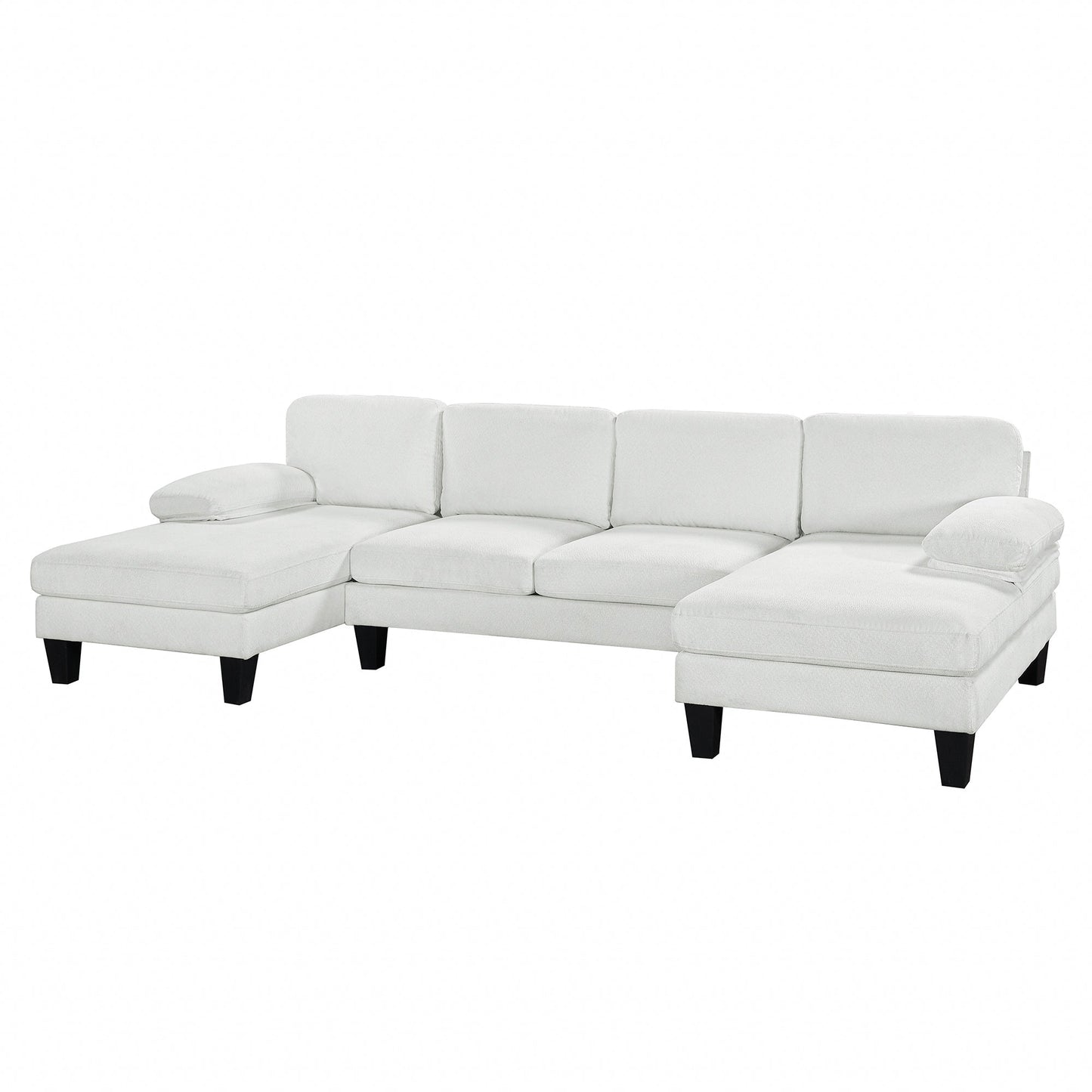 112*56" Granular Velvet Sofa,U-Shaped Couch With Oversized Seat,6-Seat Sofa Bed With Double Chaise,Comfortable and Spacious