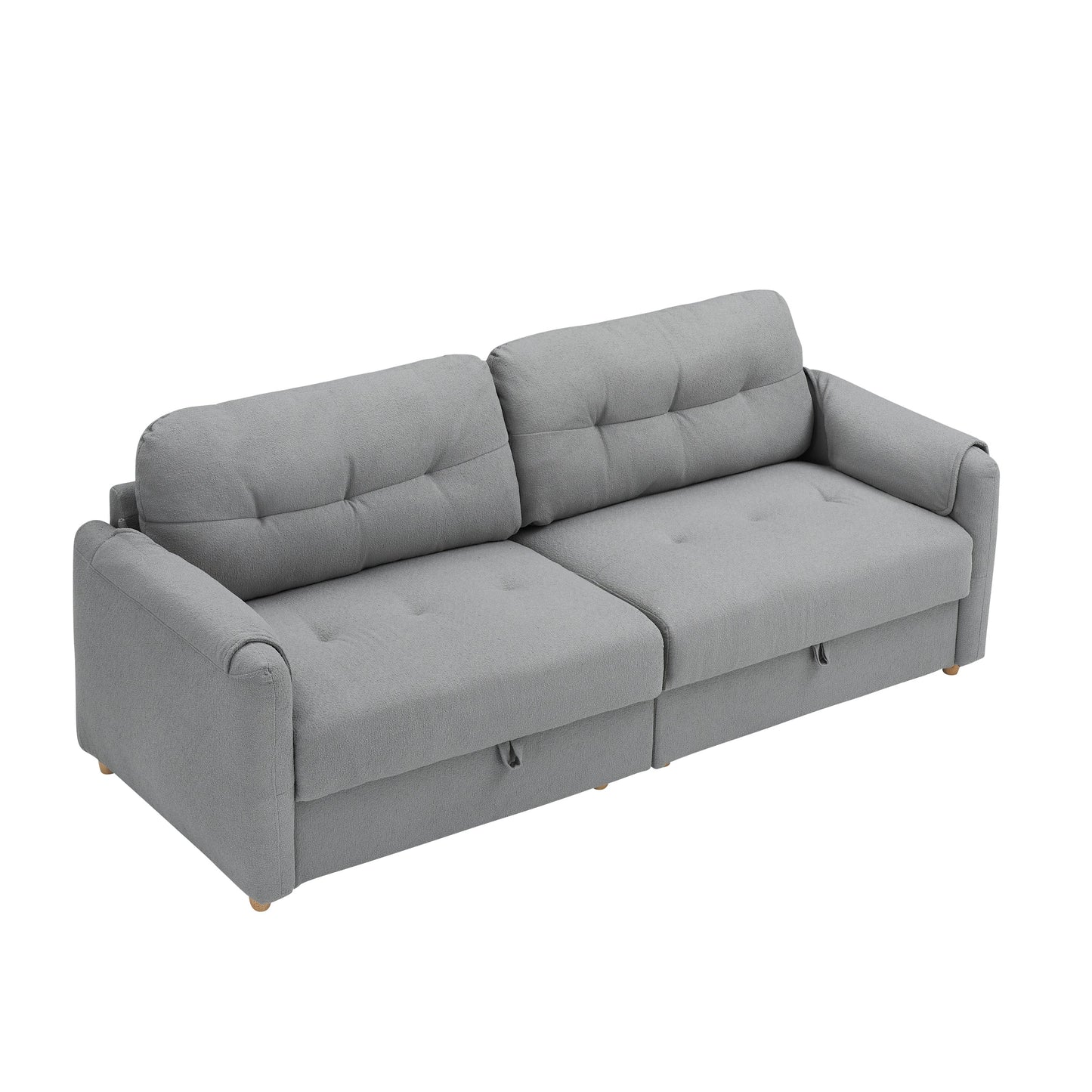 79.50 Inches Long, Teddy Cotton Linen Sofa Fabric, With Metal Conical Long Legs, Metal Strip Matching, Stylish
