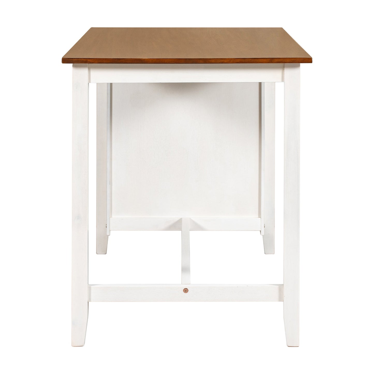 5 Pieces Counter Height Rustic Farmhouse Dining Room Wooden Bar Table Set With 2 Stools and 2 Chairs, White