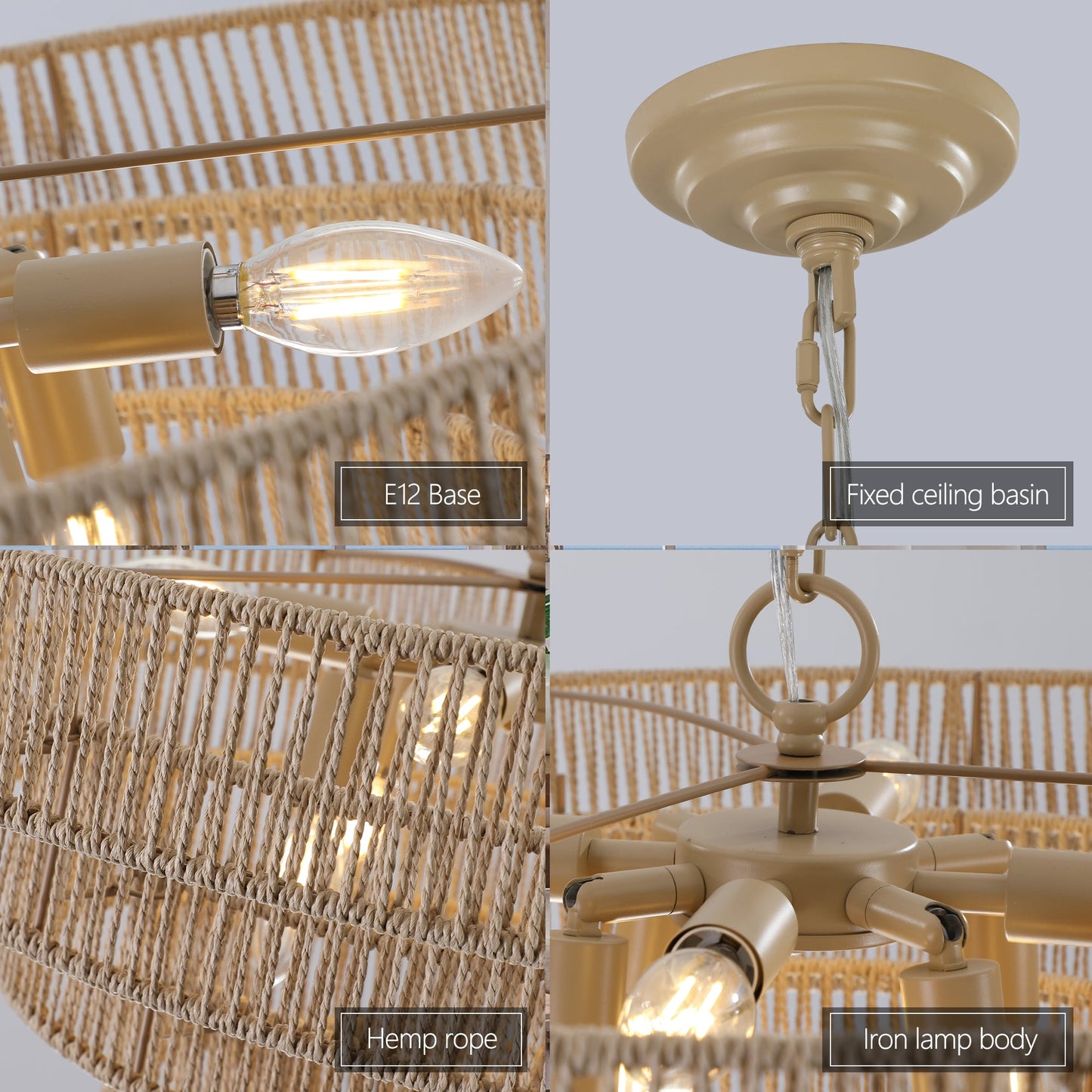 Bohemian Style Woven Pendant Light 23.6 Inch Rattan Ligh Large Rattan Pendant Light