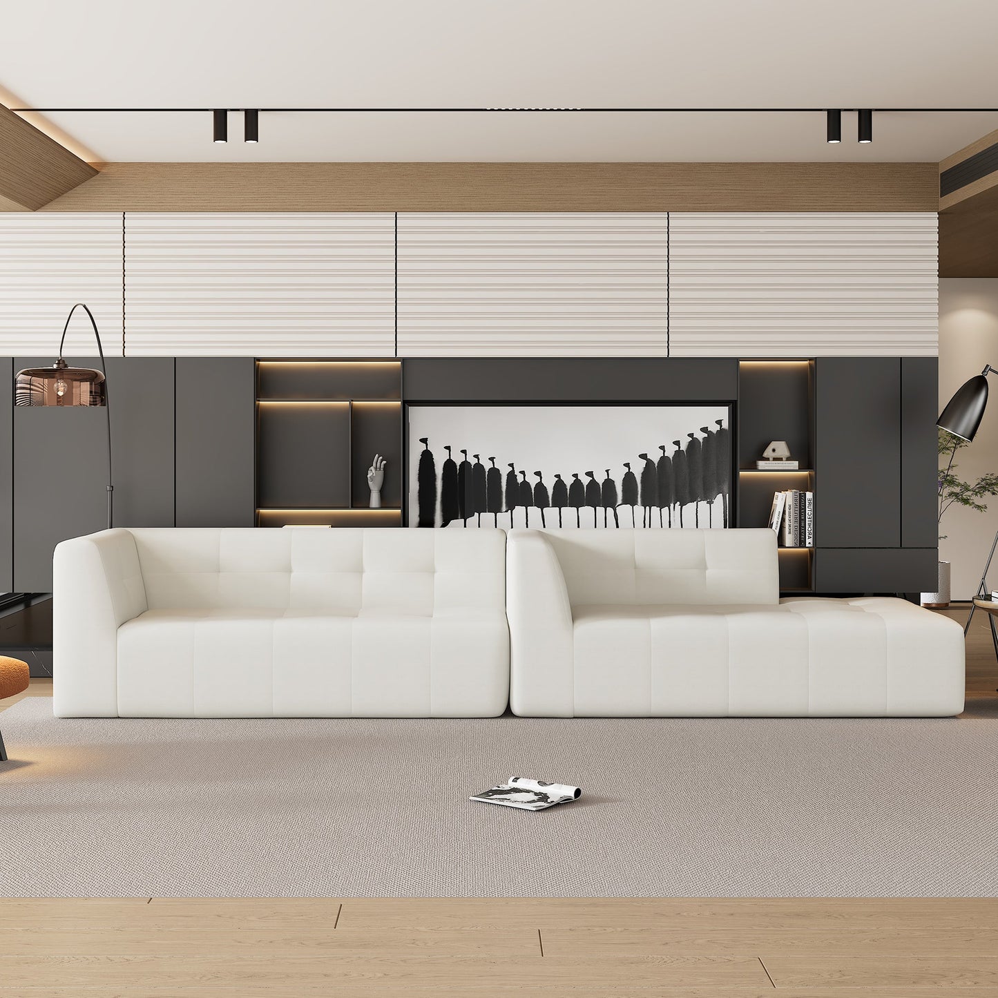 112.2*74" Modular Modular Combination Living Room Sofa Set, Modern Minimalist Sofa, Living Room Upholstered Sofa Bed