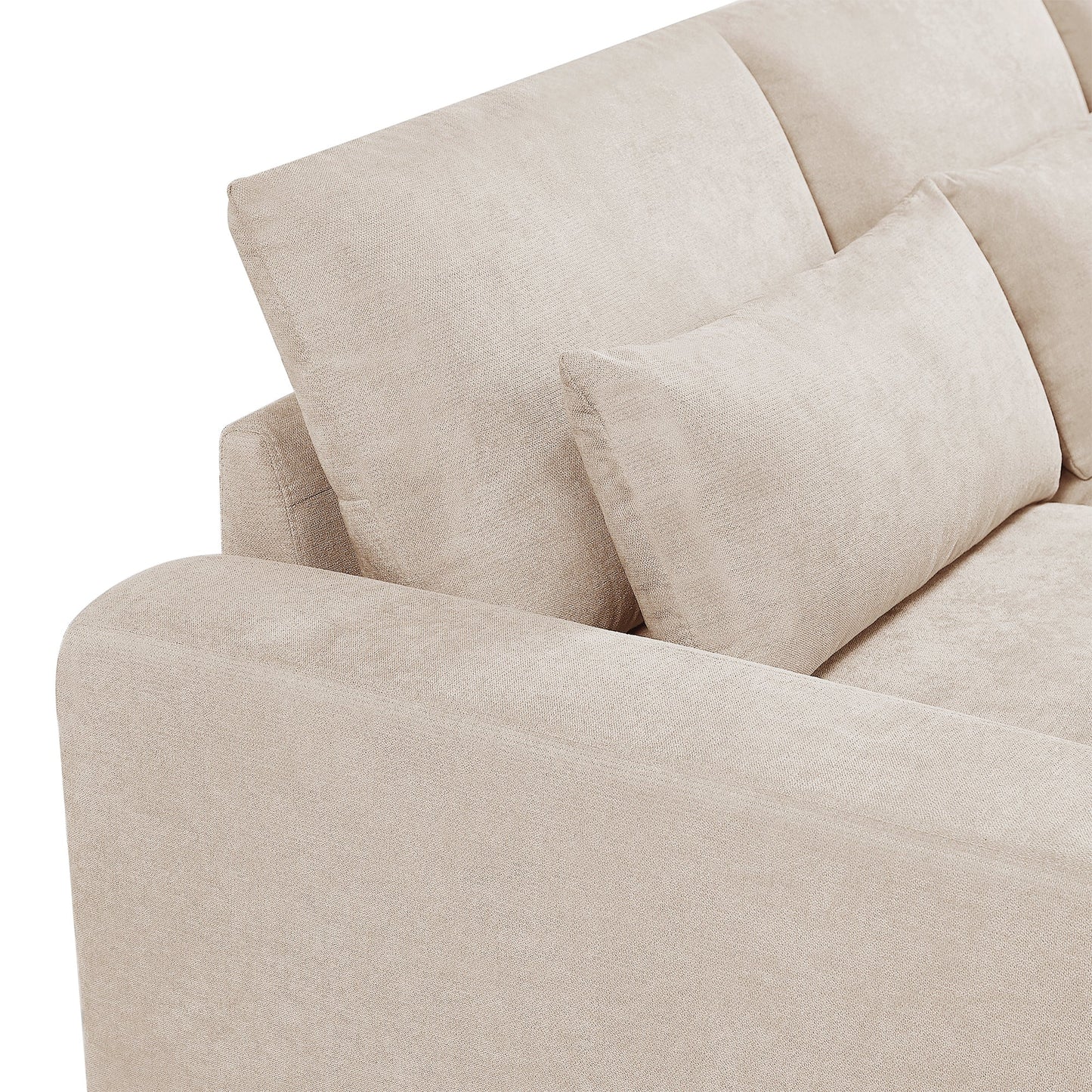 Modern Large L-Shape Feather Filled Sectional Sofa, Convertible Sofa Couch