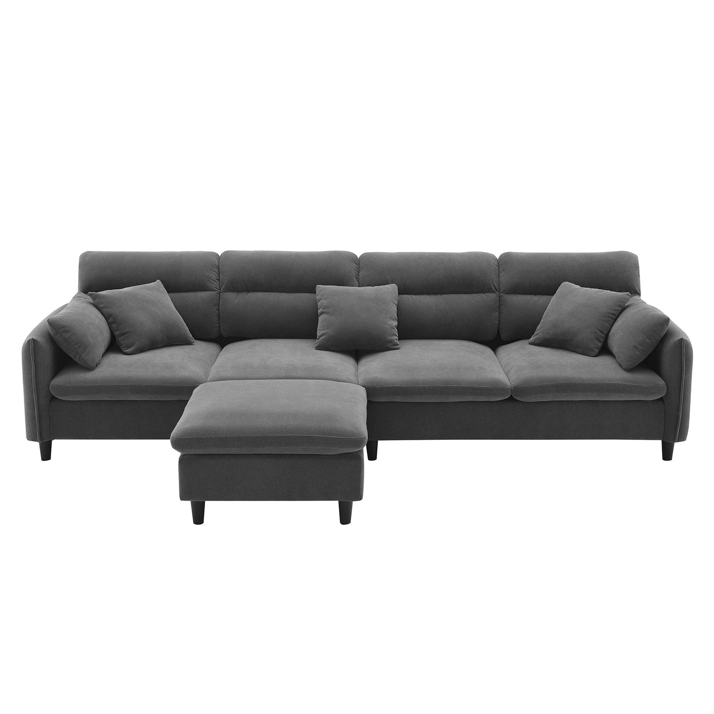 110*62" Modern Convertible Sectional Sofa,L-Shaped Reversible Couch Set With Free Pillows,5 Seat Cloud Chenille Indoor