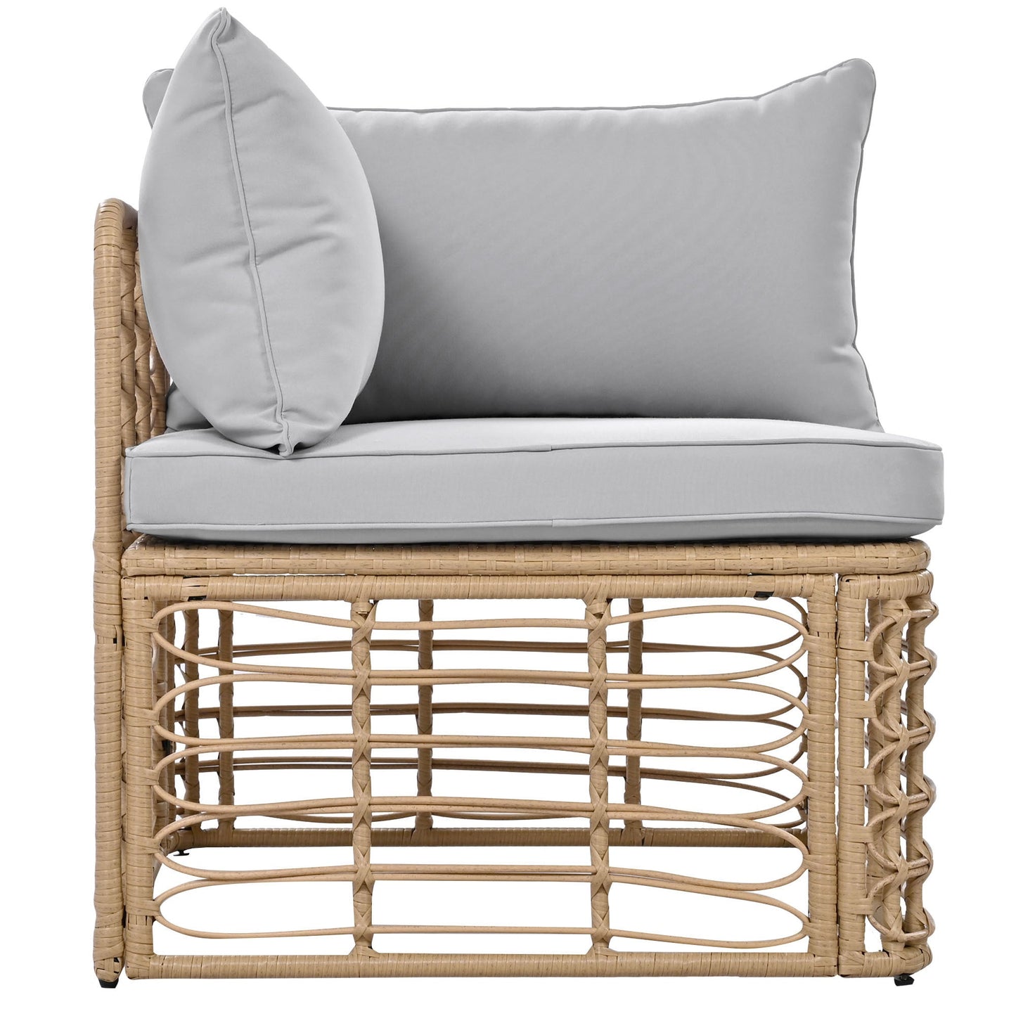 7 Pieces Outdoor Patio Furniture, All-Weather Rattan Sectional Sofa Set With Thick Cushions and Pillows, Freely Combined