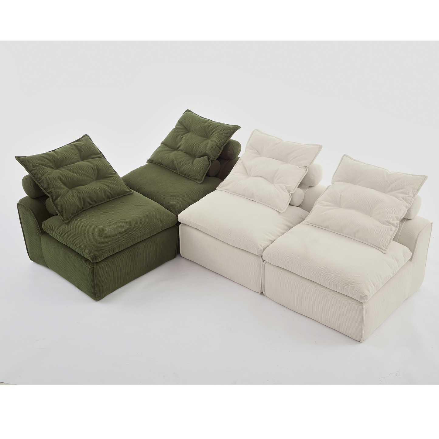 Modular Sofa,No Armrests,At Will DIY,Corduroy ,Neck Pillow-Back Lounge Sofa Chair,Reading Nook, or Apartment Living