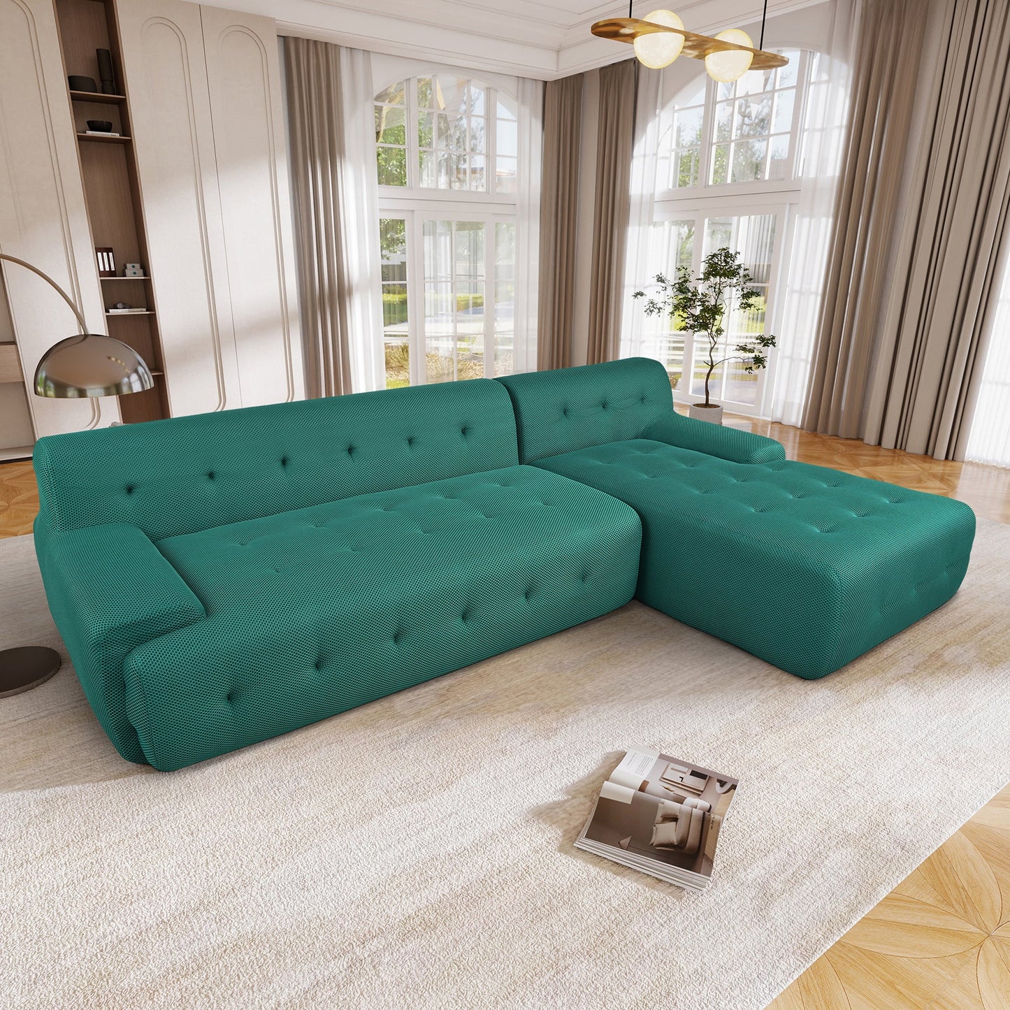 Modern Large L-Shaped Modular Sofa, Minimalist Style, 2-Piece Set With Free Combinations, Suitable for Living Rooms