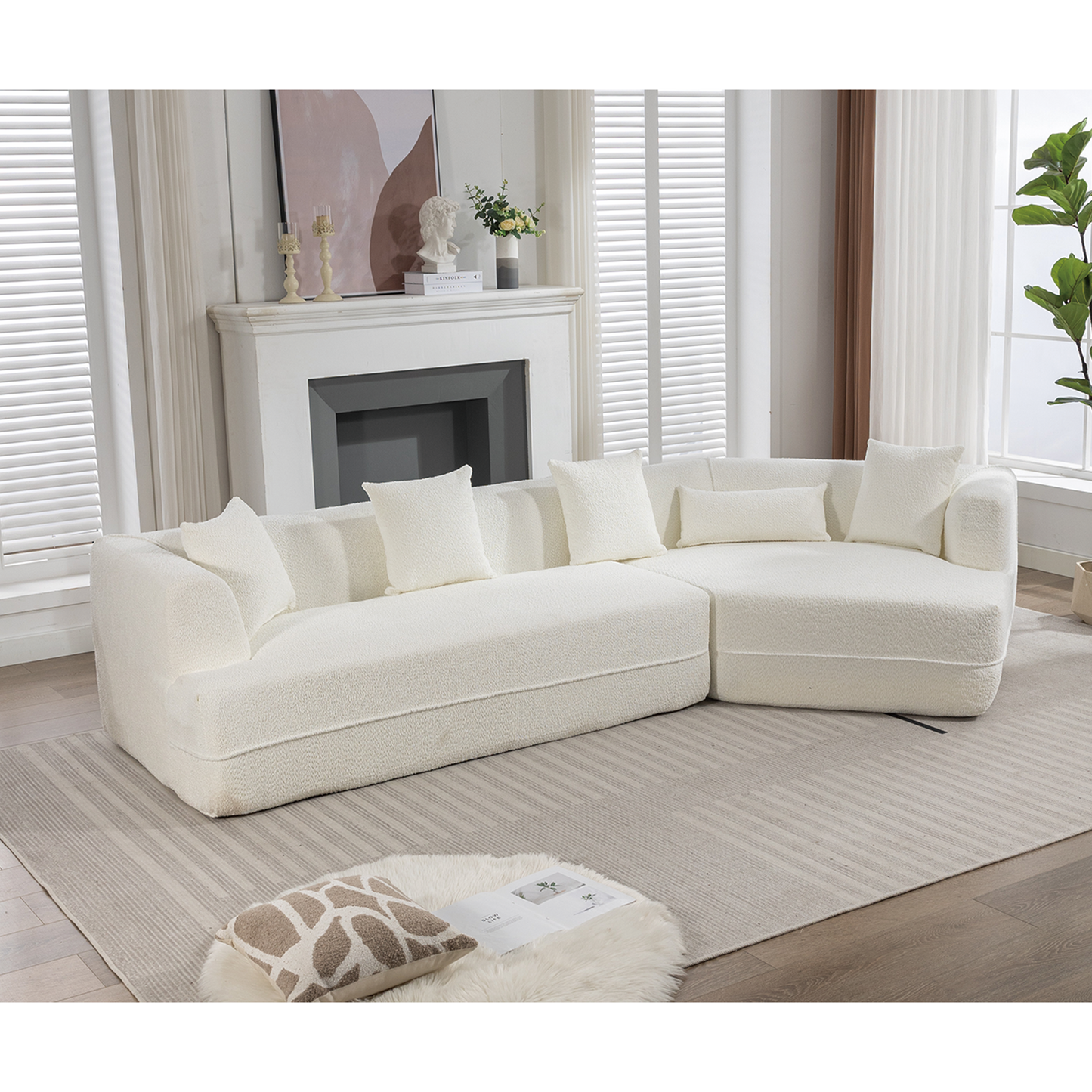 Modular Sofa , Modern Minimalist Style Sofa, Upholstered , Free Combination, Round Fiber Fabric, Anti-Wrinkle Fabric