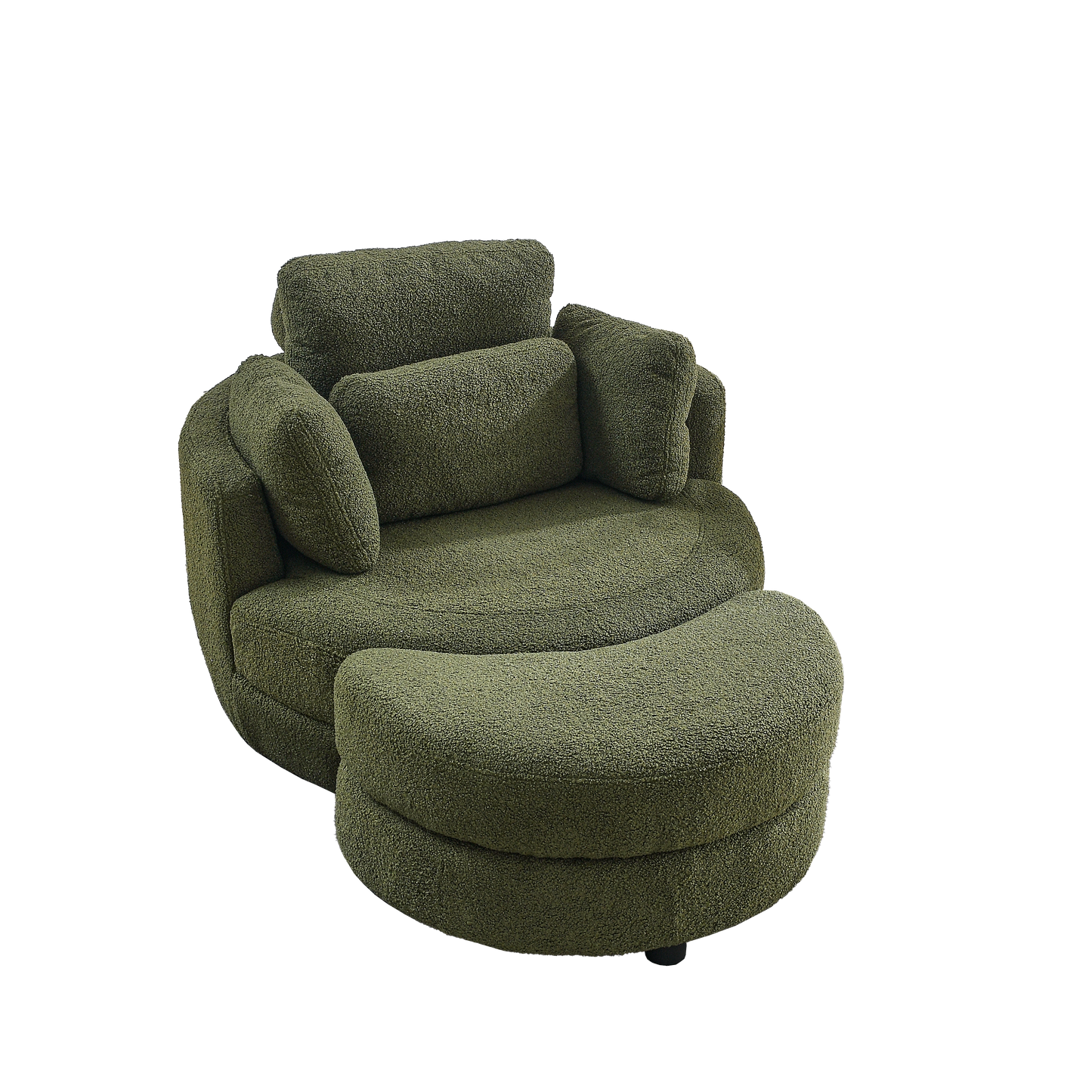 39"W Oversized Swivel Chair With Moon Storage Ottoman for Living Room, Modern Accent Round Loveseat Circle