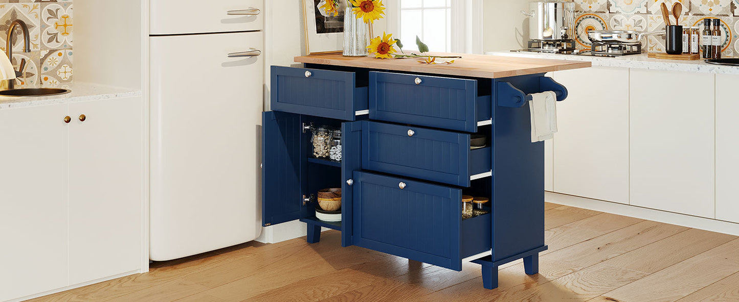 Farmhouse Kitchen Island Set With Drop Leaf and 2 Seatings,Dining Table Set With Storage Cabinet, Drawers and Towel Rack
