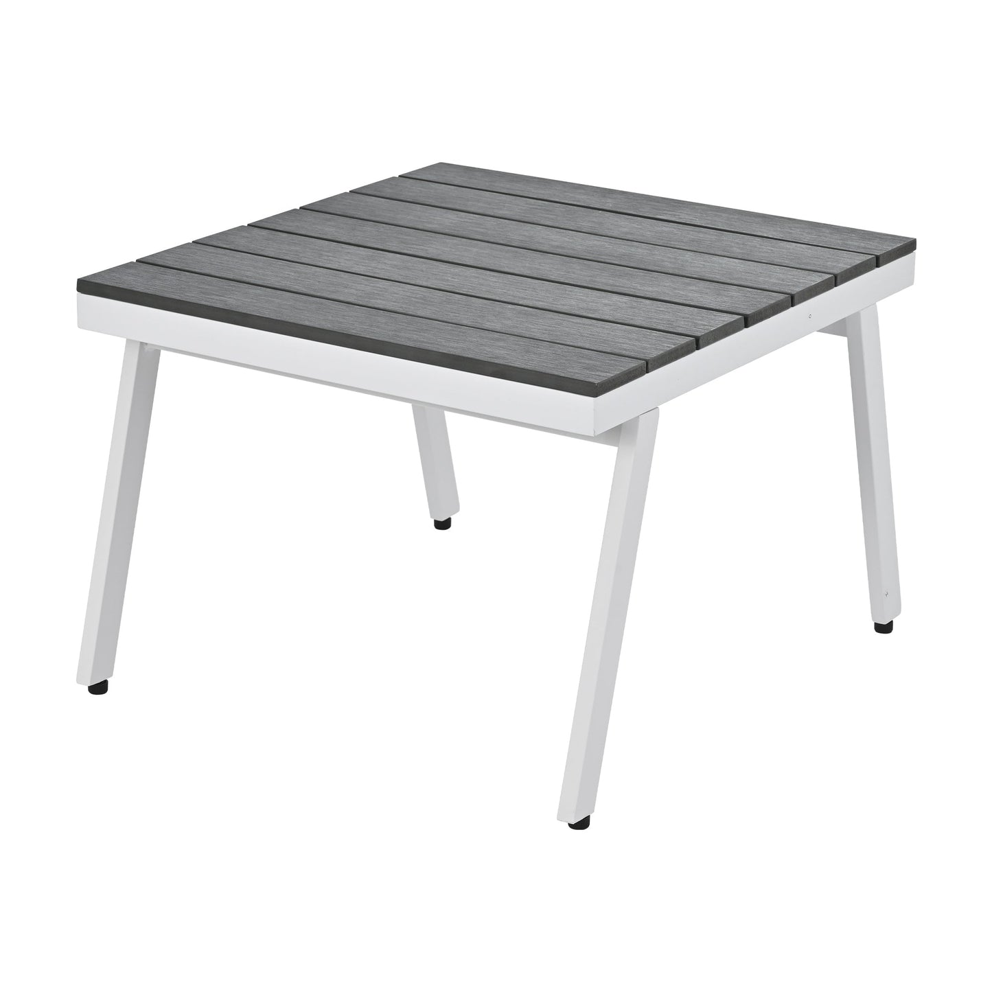 Industrial 5-Piece Aluminum Outdoor Patio Furniture Set, Modern Garden Sectional Sofa Set With End Tables, Coffee Table