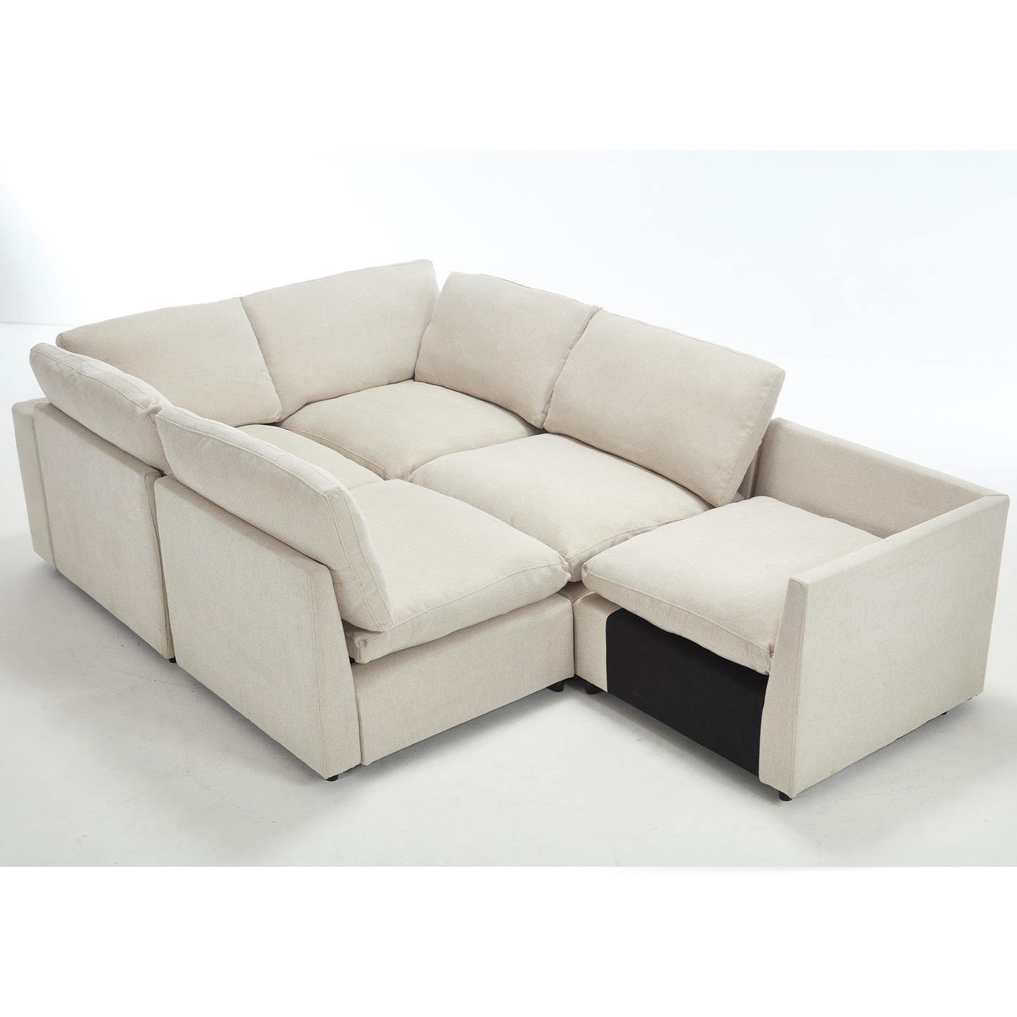 Sectional Couches for Living Room,Modular Couch,Wireless Charging Port & Cup Holders,5-Seat ,DIY Combination,L-Shaped Sofa