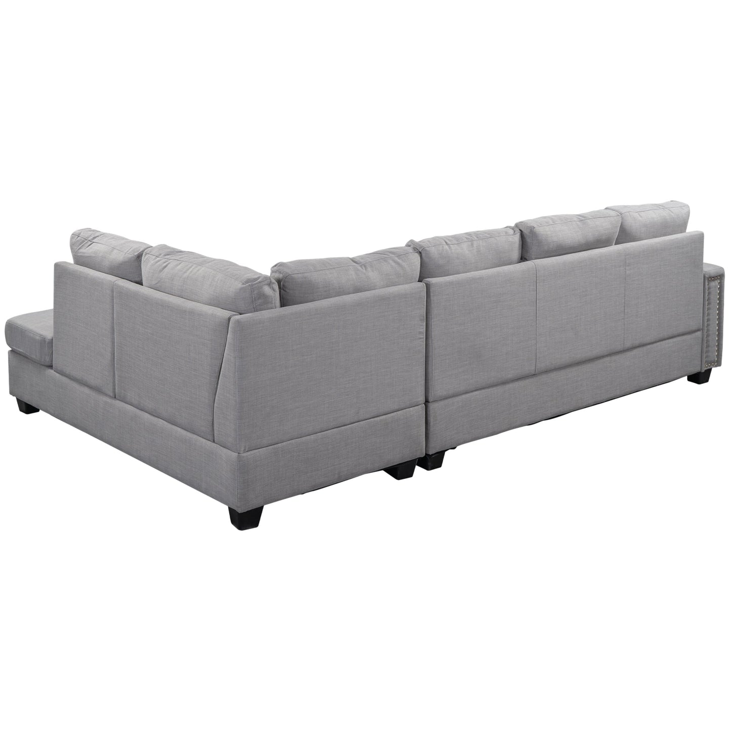 Reversible Sectional Sofa Space Saving With Storage Ottoman Rivet Ornament