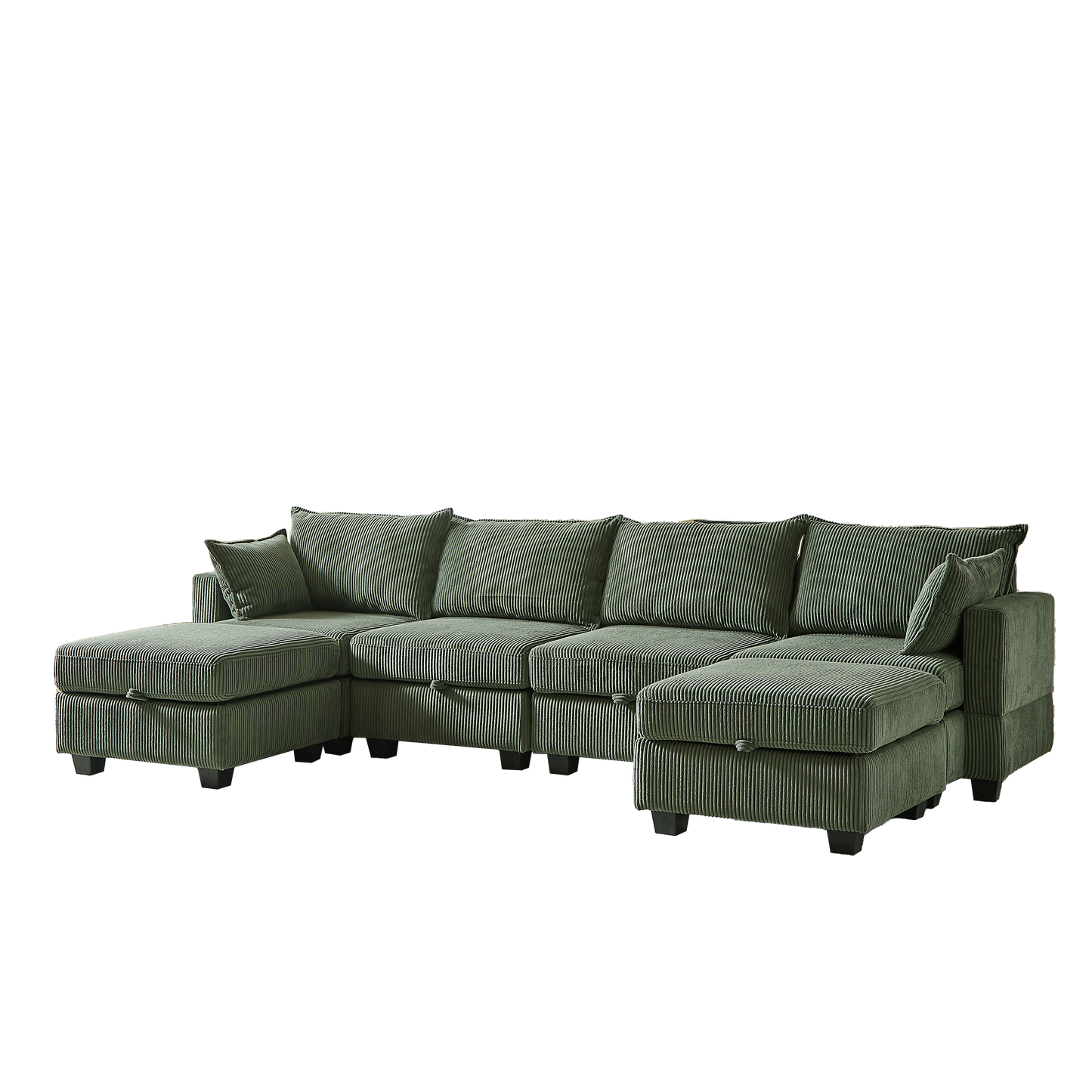 113.5'' Modular Sectiona Corduroy Sofa, Sectional Couches for Living Room U Shaped Sectional Couch With Storage Ottoman