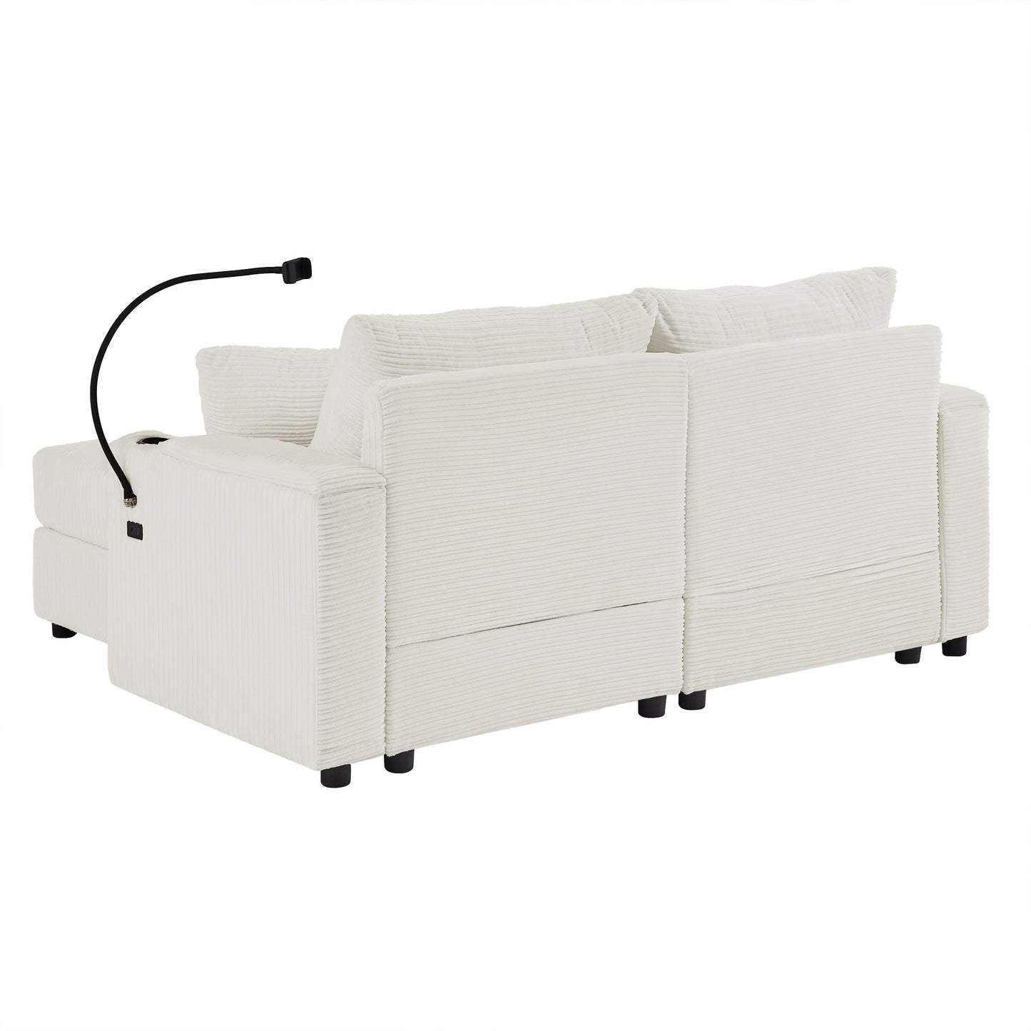 72.8" Modern Style Loveseat Sofa Sectional Sofa Couch With Storage Space, a Movable Ottoman, Two USB Ports, Two Cup Hold