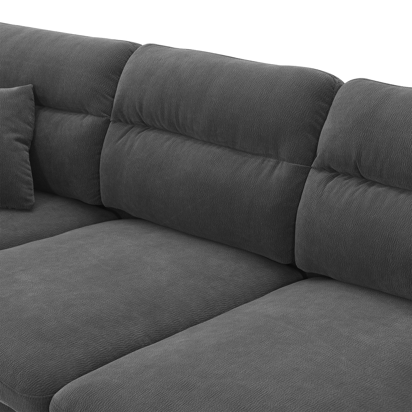110*62" Modern Convertible Sectional Sofa,L-Shaped Reversible Couch Set With Free Pillows,5 Seat Cloud Chenille Indoor
