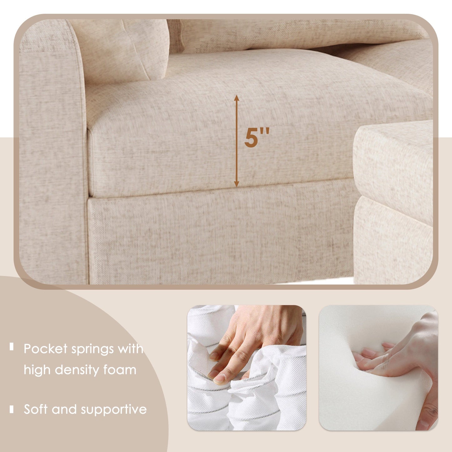 87" Modern Sectional Sofa With Coffee Table,6-Seat Couch Set With Storage Ottoman,Various Combinations,L-Shape Indoor