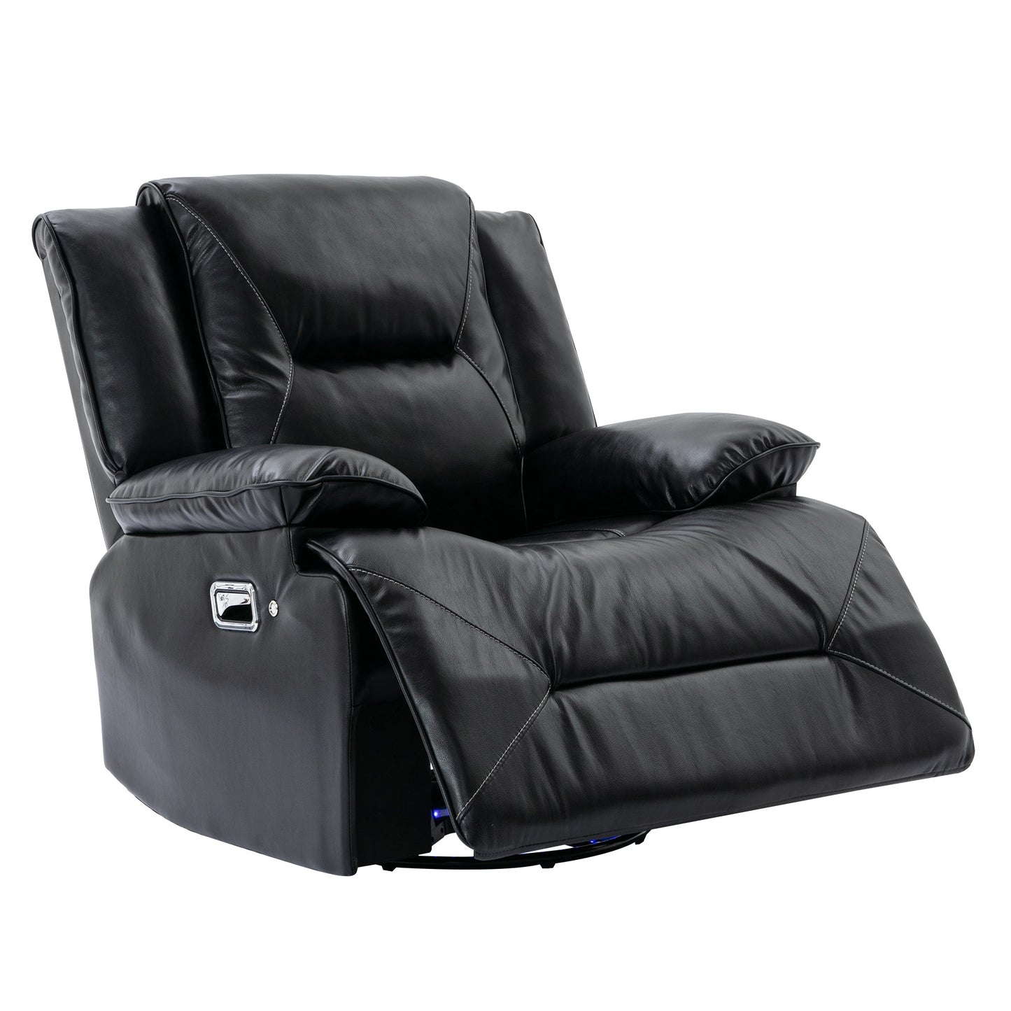 360° Swivel and Rocking Home Theater Recliner Manual Recliner Chair With a LED Light Strip for Living Room,Bedroom