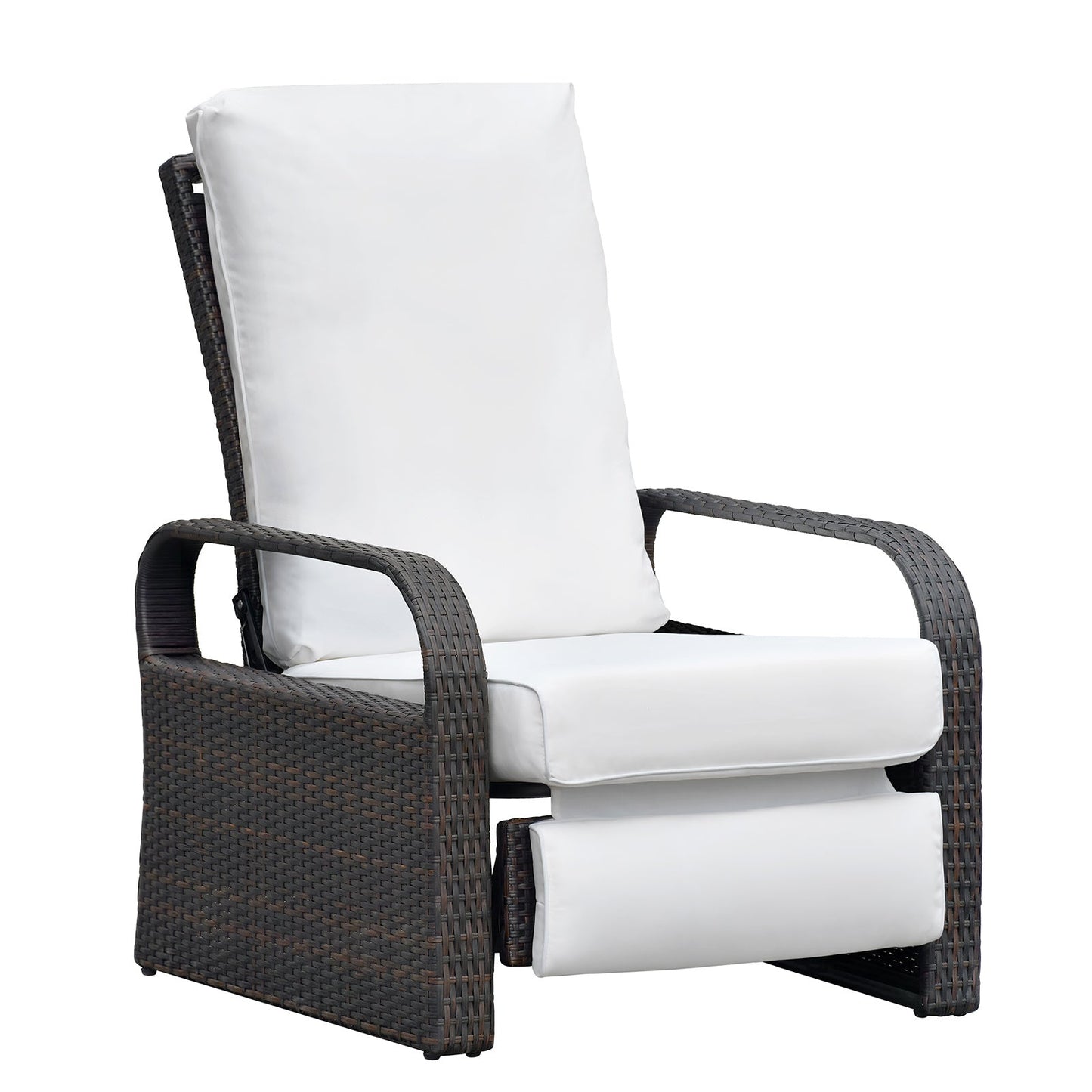 Outdoor Recliner Chair; Automatic Adjustable Wicker Lounge Recliner Chair With 5.12'' Thicken Cushion