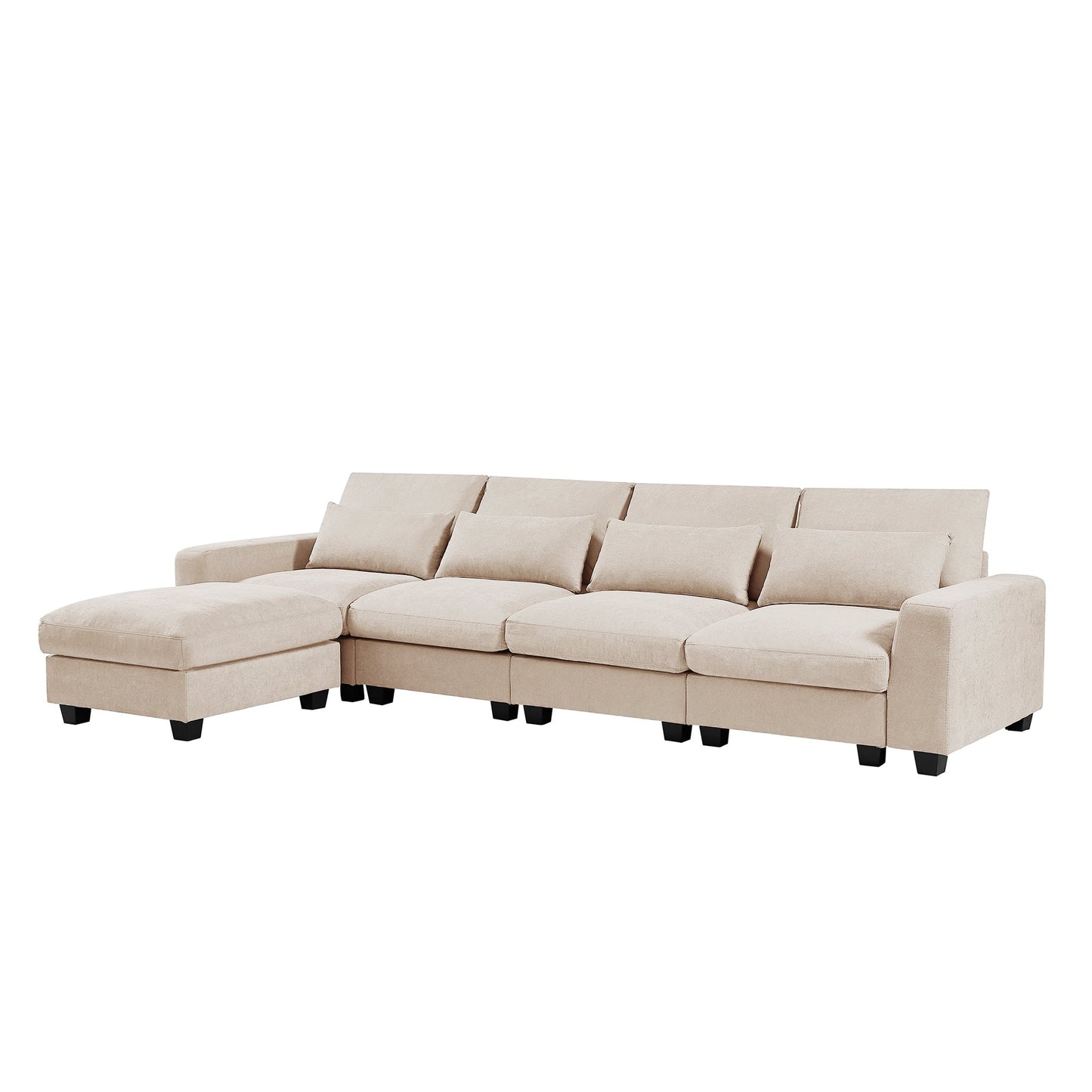 Modern Large L-Shape Feather Filled Sectional Sofa, Convertible Sofa Couch