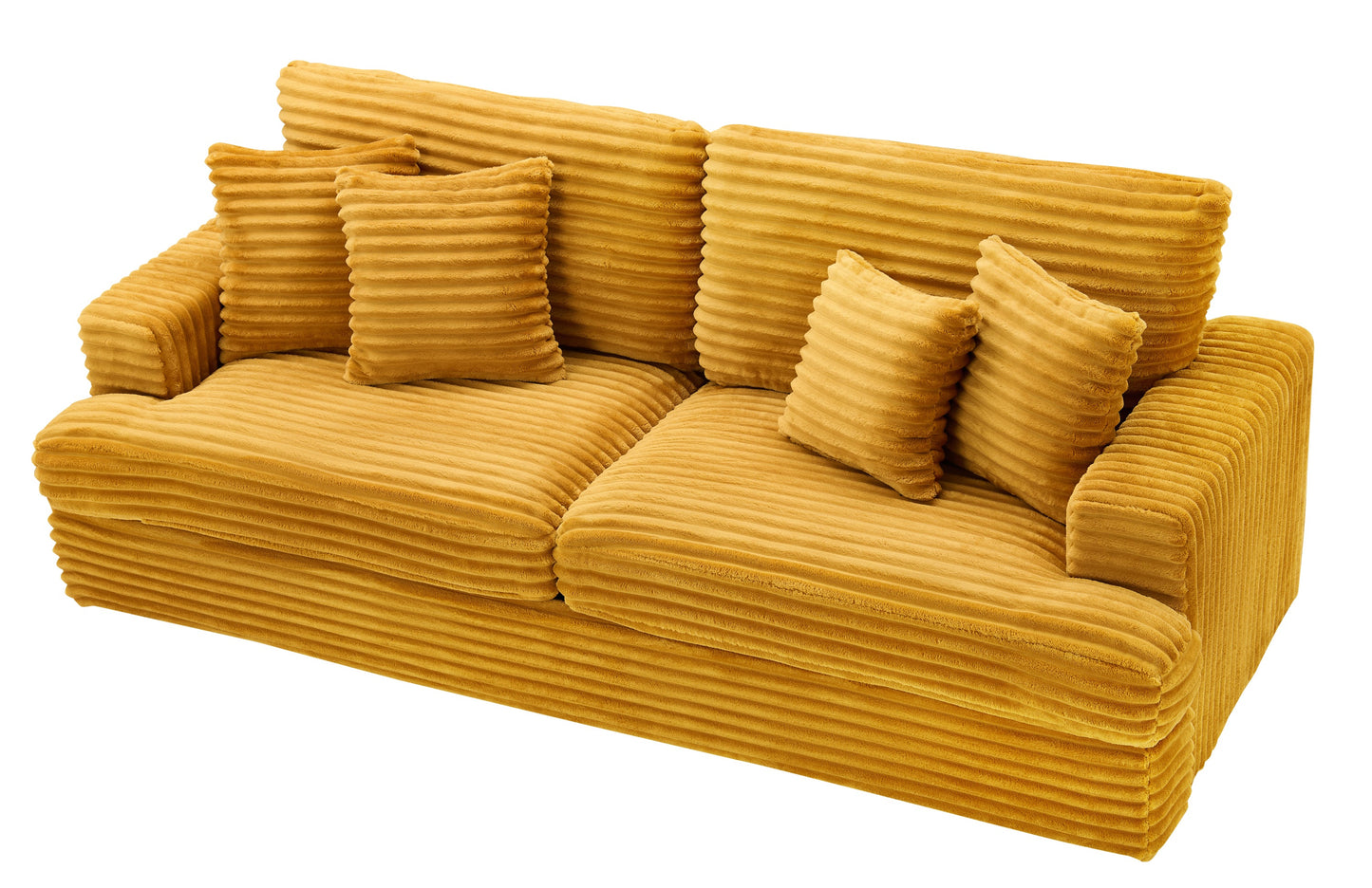 79.3 "Long, Corduroy Sofa With 4 Matching Pillows, Stylish Design Spacious and Comfortable 3-Seater Sofa Suitable