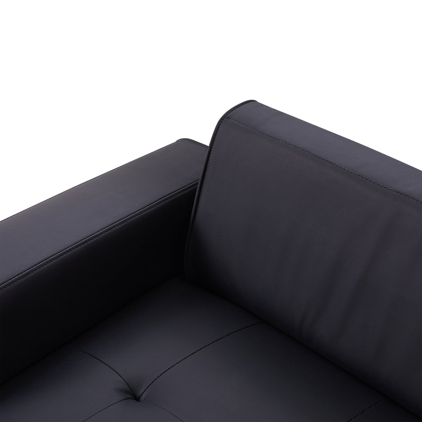 107" Contemporary Sofa Stylish Sofa Couch With a Round Storage Ottoman and Three Removable Pillows for Living Room, Black
