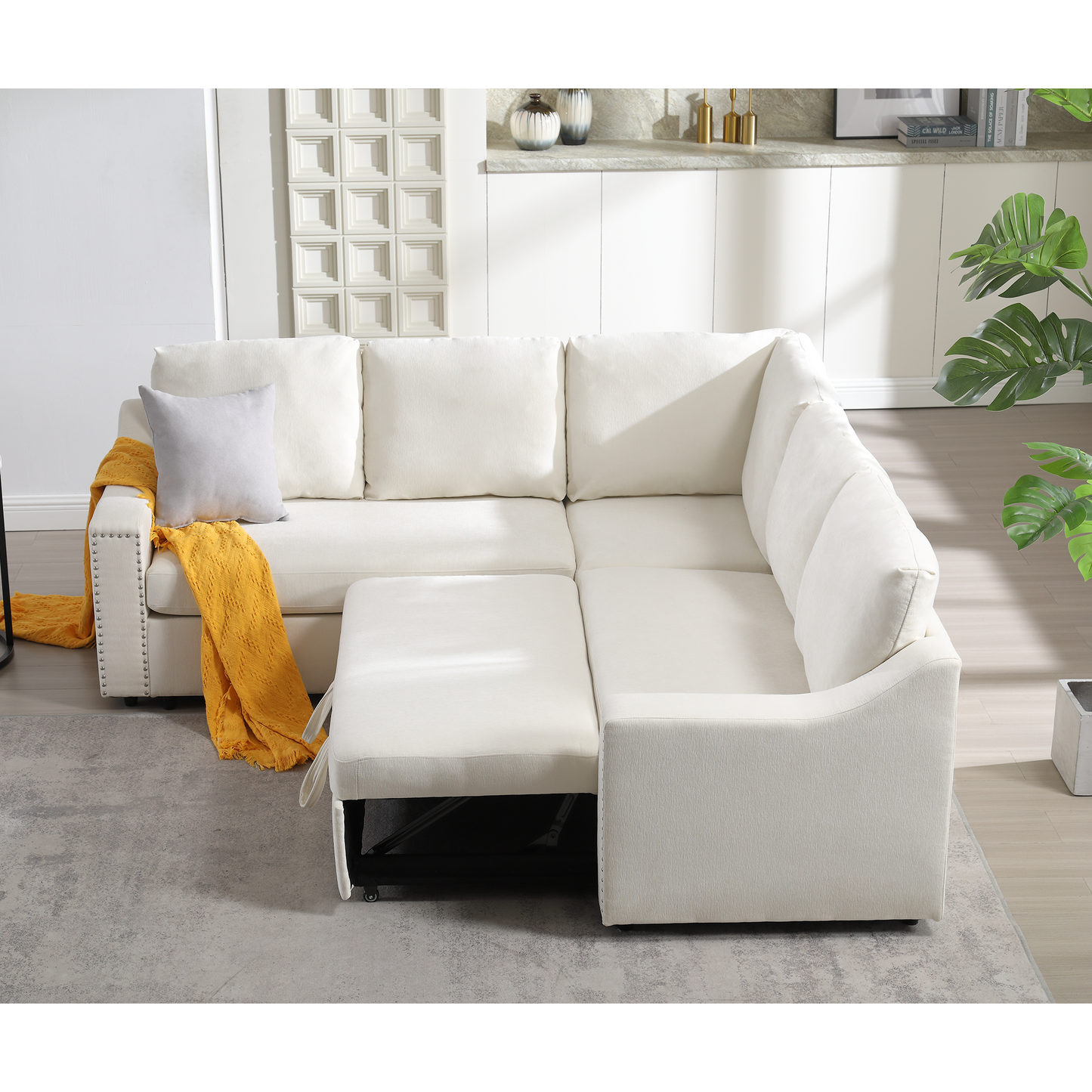 L-Shaped Sofa With Pull-Out Sofa Bed, Corner Sofa,comfortable Living Room Furniture Set, Sleeper Sofa Bed,Corner Seat