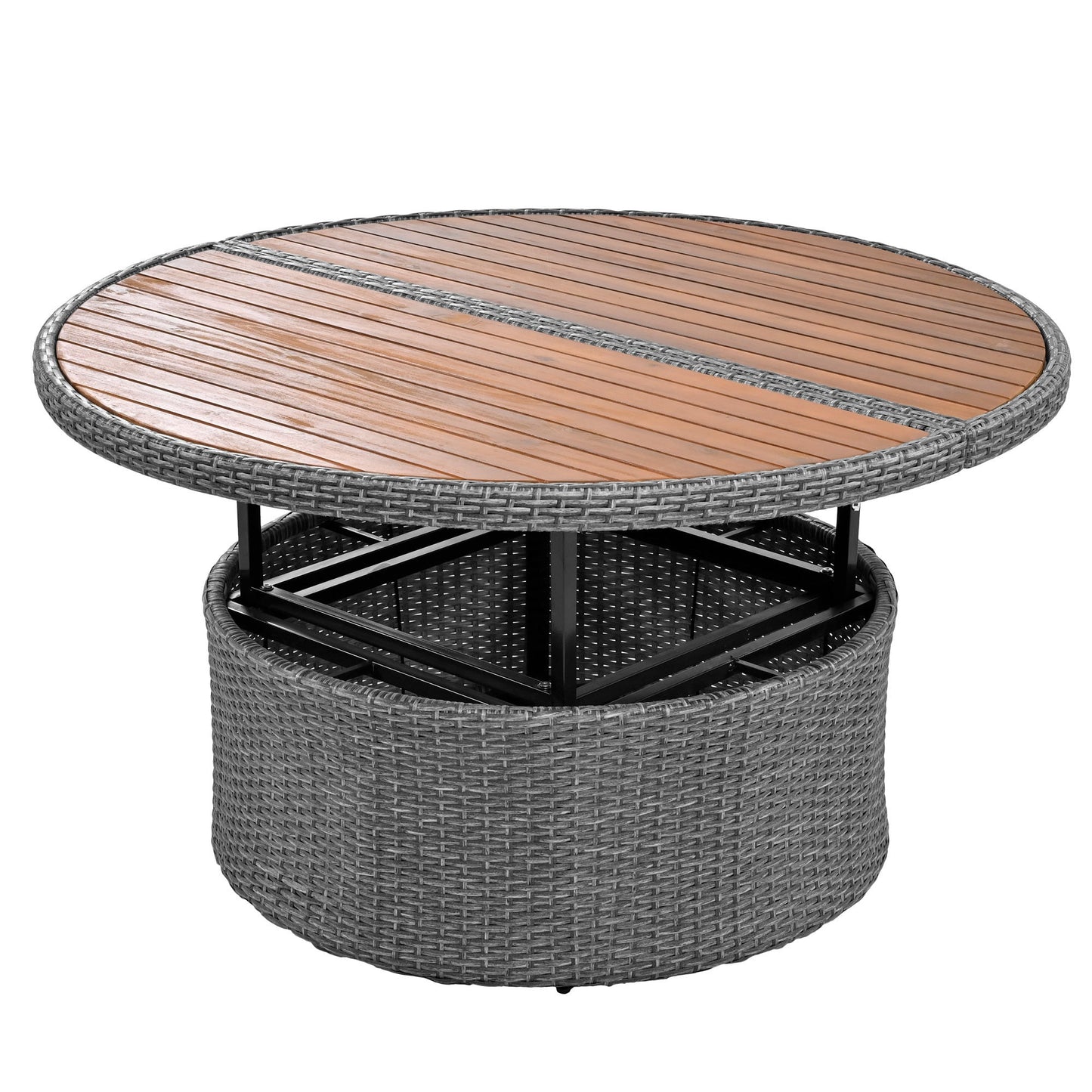 Patio 5-Piece Round Rattan Sectional Sofa Set All-Weather