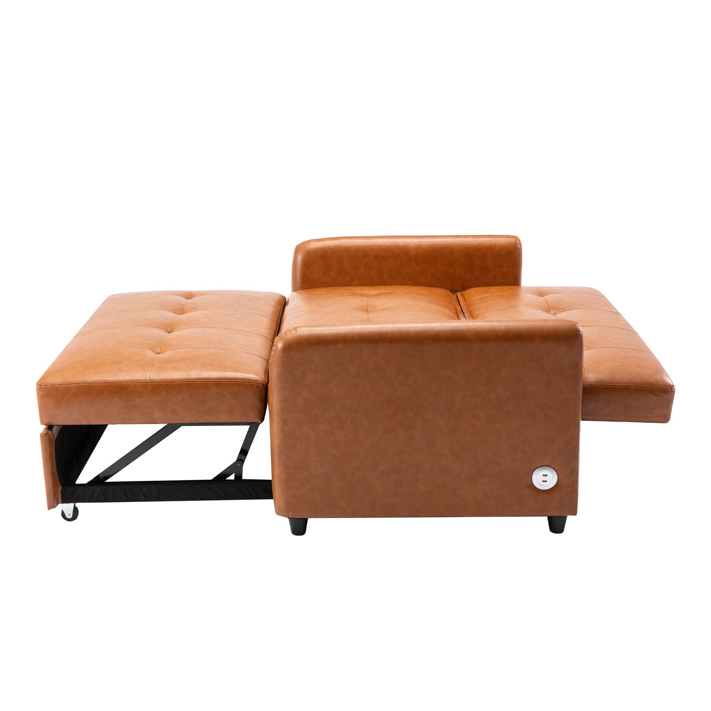 51" Convertible Sleeper Bed, Adjustable Oversized Armchair With Dual USB Ports for Small Space