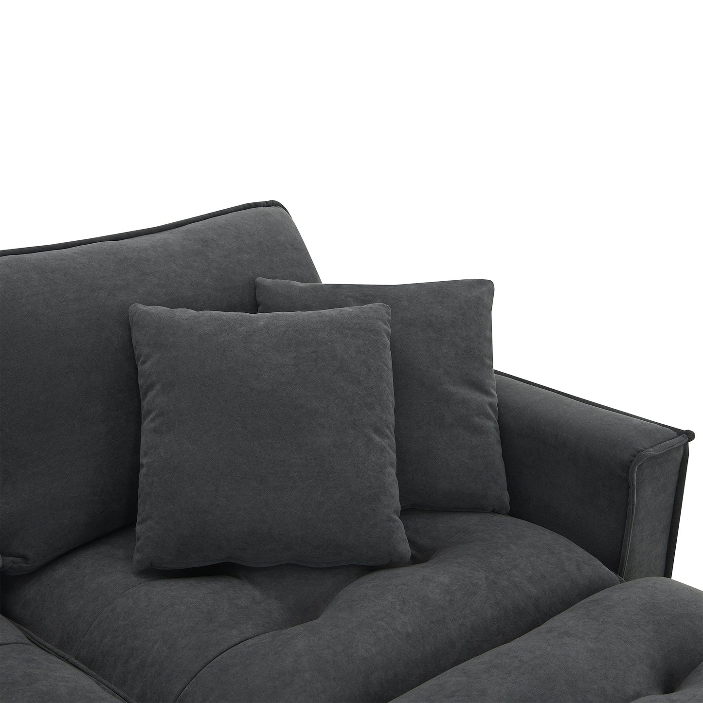 100*59" Modern Convertible Sectional Sofa,L-Shaped Reversible Couch Set With Free Pillows,4 Seat Suede Velvet Sleeper Sofa