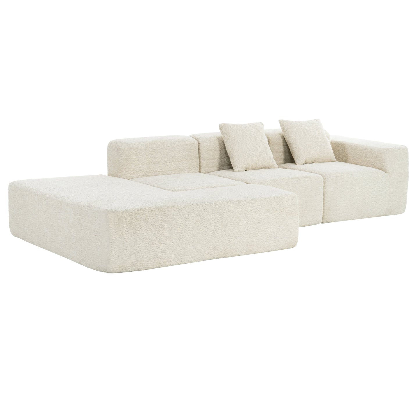116.5" Sectional Sofa Full-Compressed Sofa Couch Free-Combined Sofa for Living Room, Beige