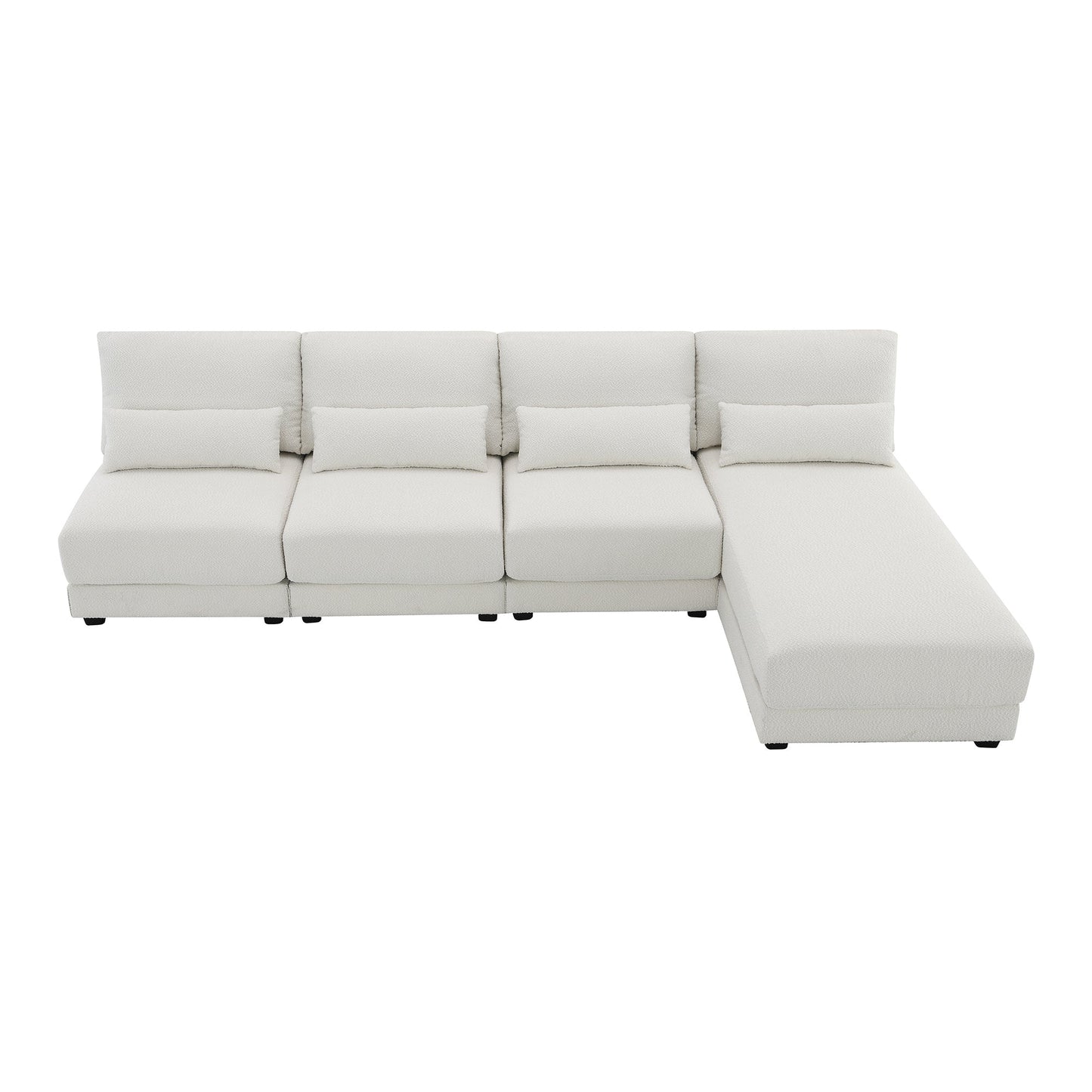 120*61" Oversized Deep Seat Sectional Sofa With Reversible Chaise,Loop Yarn Fabric 5-Seat Armless Indoor Furniture