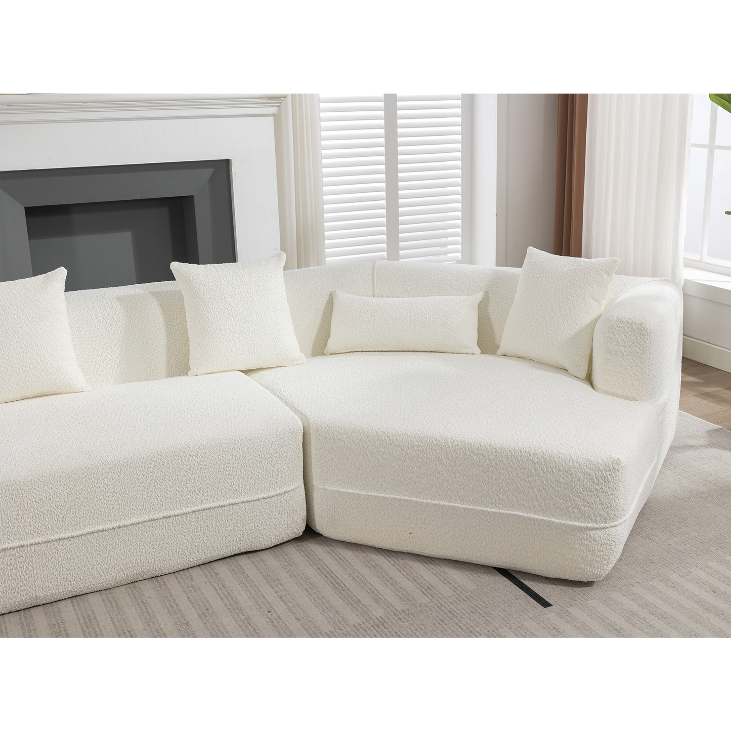 Modular Sofa , Modern Minimalist Style Sofa, Upholstered , Free Combination, Round Fiber Fabric, Anti-Wrinkle Fabric