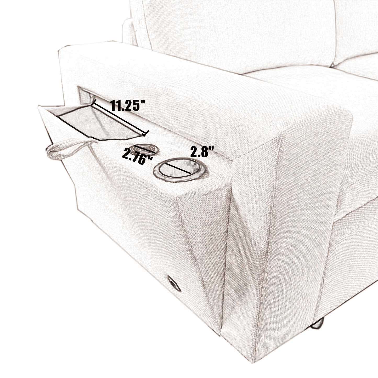 Sectional Couches for Living Room,Modular Couch,Wireless Charging Port & Cup Holders,5-Seat ,DIY Combination,L-Shaped Sofa