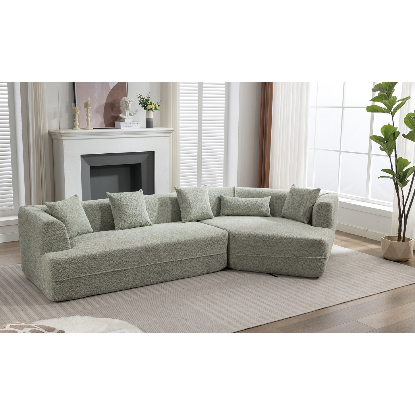 Modular Sofa , Modern Minimalist Style Sofa, Upholstered , Free Combination, Round Fiber Fabric, Anti-Wrinkle Fabric