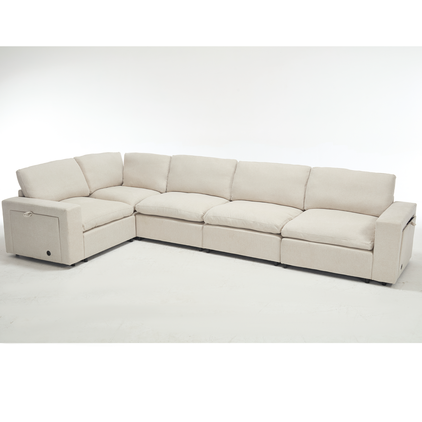 Sectional Couches for Living Room,Modular Couch,Wireless Charging Port & Cup Holders,5-Seat ,DIY Combination,L-Shaped Sofa
