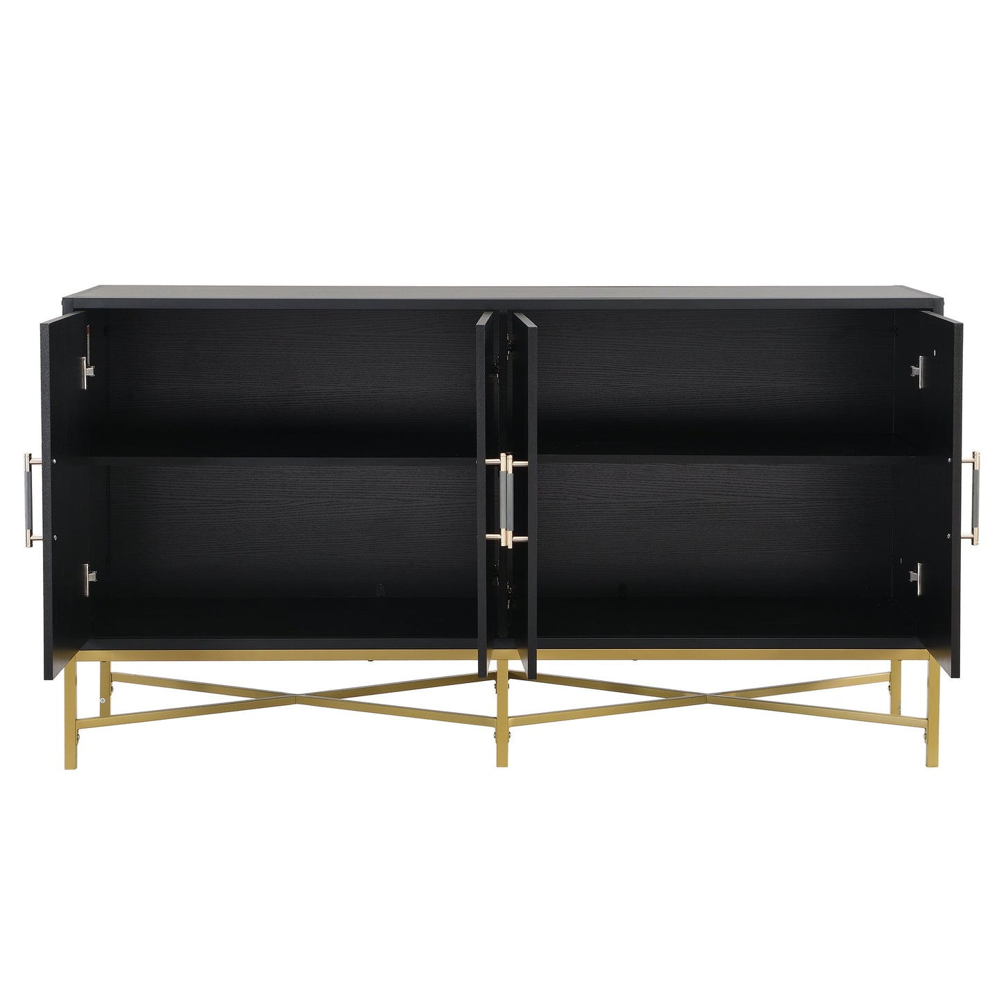 Distinctive Features of Four-Door Sideboard With Metal and Cross-Leg Design,Suitable for Living Rooms,Entrance and Study