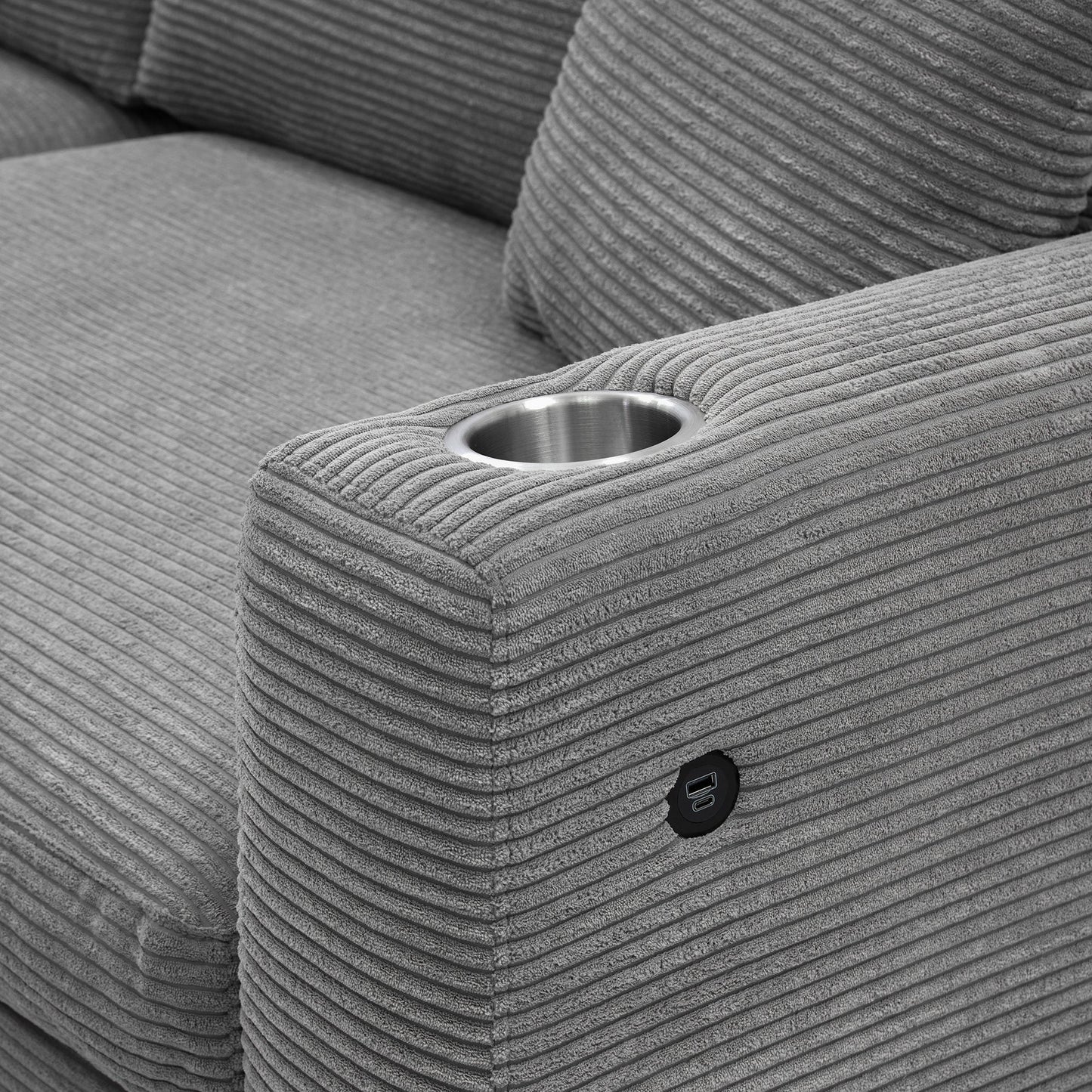 134*54"Oversized Corduroy Sectional Sofa,L Shaped Cloud Couch With USB Charging Port,Cup Holder,Deep Seat Sofa Bed