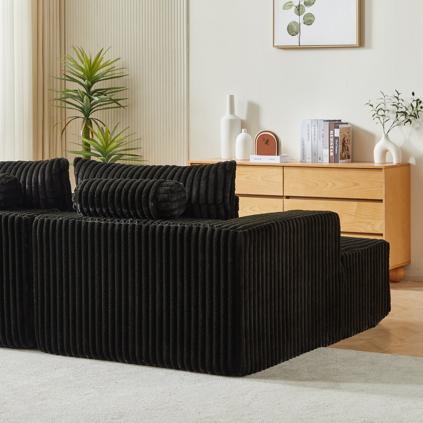 87" Oversized Sectional Lounge Chaise ,No Assembly Required,Cloud Plush Loveseat With Reclining Sofa Bed,Fluffy Modern