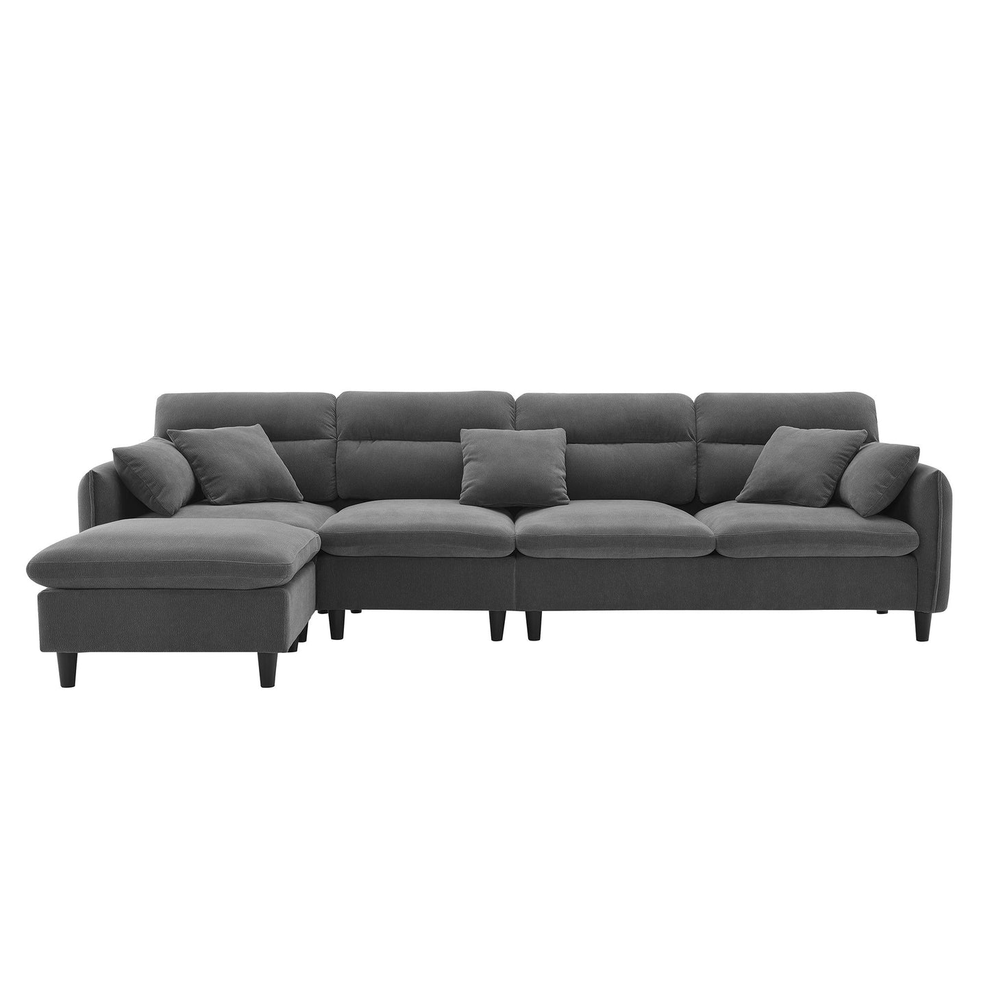 110*62" Modern Convertible Sectional Sofa,L-Shaped Reversible Couch Set With Free Pillows,5 Seat Cloud Chenille Indoor