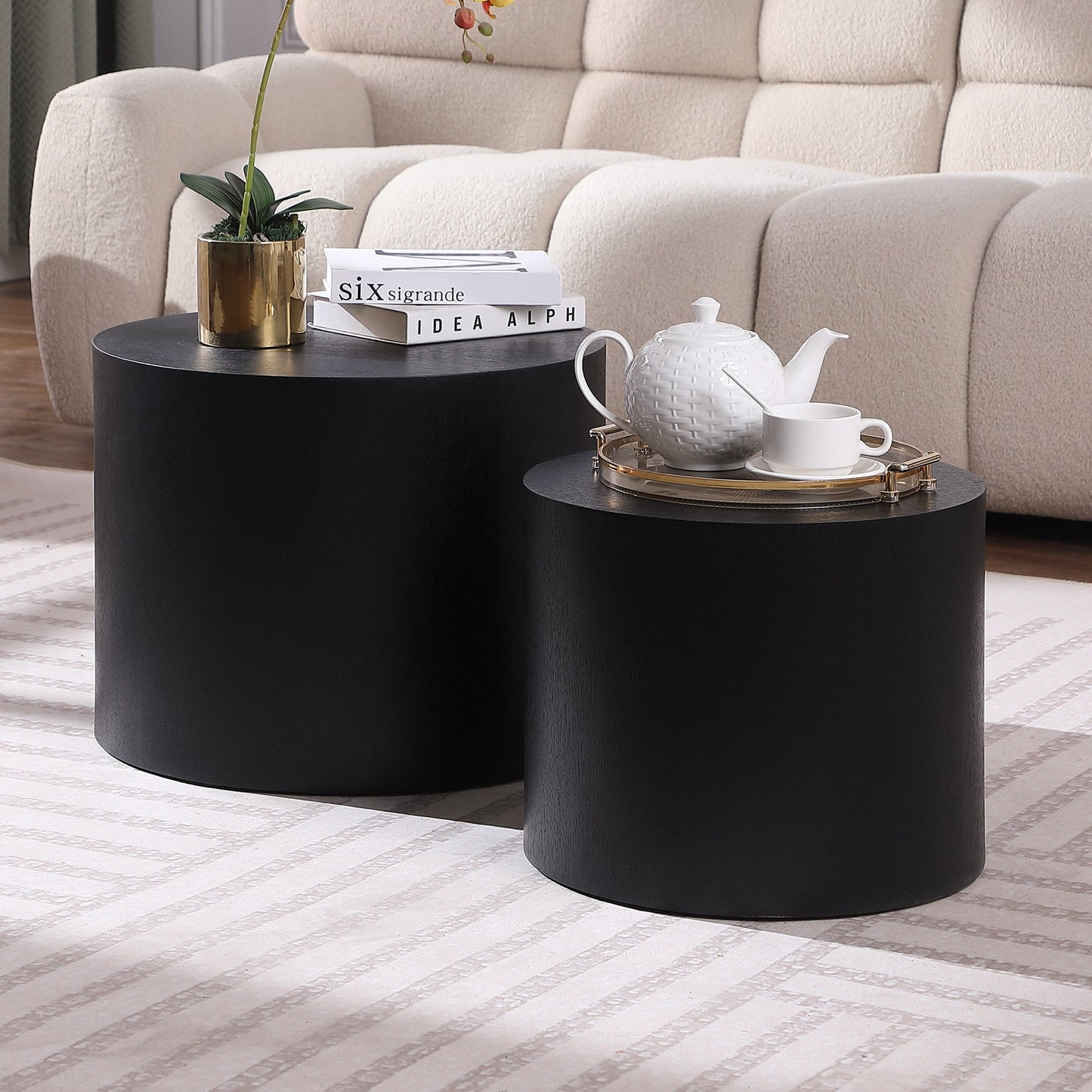 MDF With Ash/Oak/Walnut Veneer Side Table/Coffee Table/End Table/Nesting Table Set of 2 for Living Room,office,bedroom