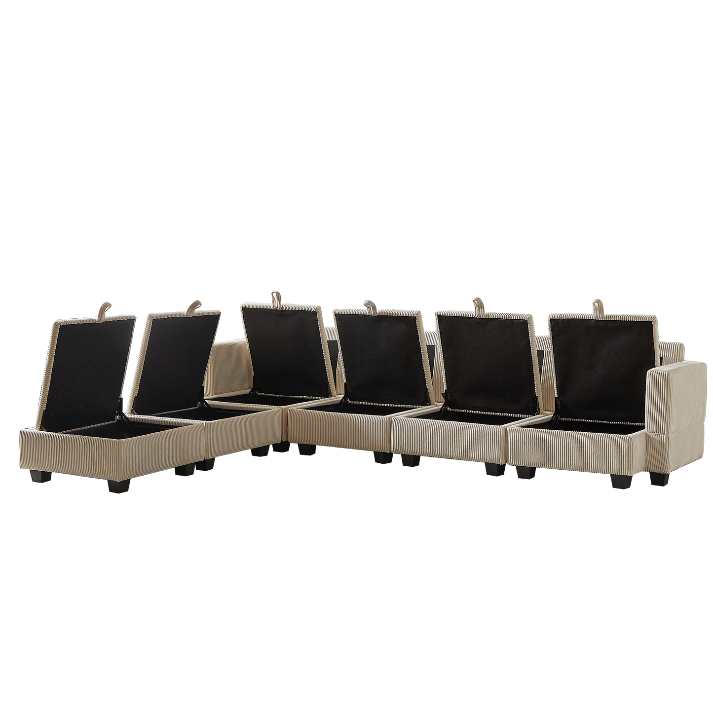 113.5'' Modular Sectiona Corduroy Sofa, Sectional Couches for Living Room U Shaped Sectional Couch With Storage Ottoman