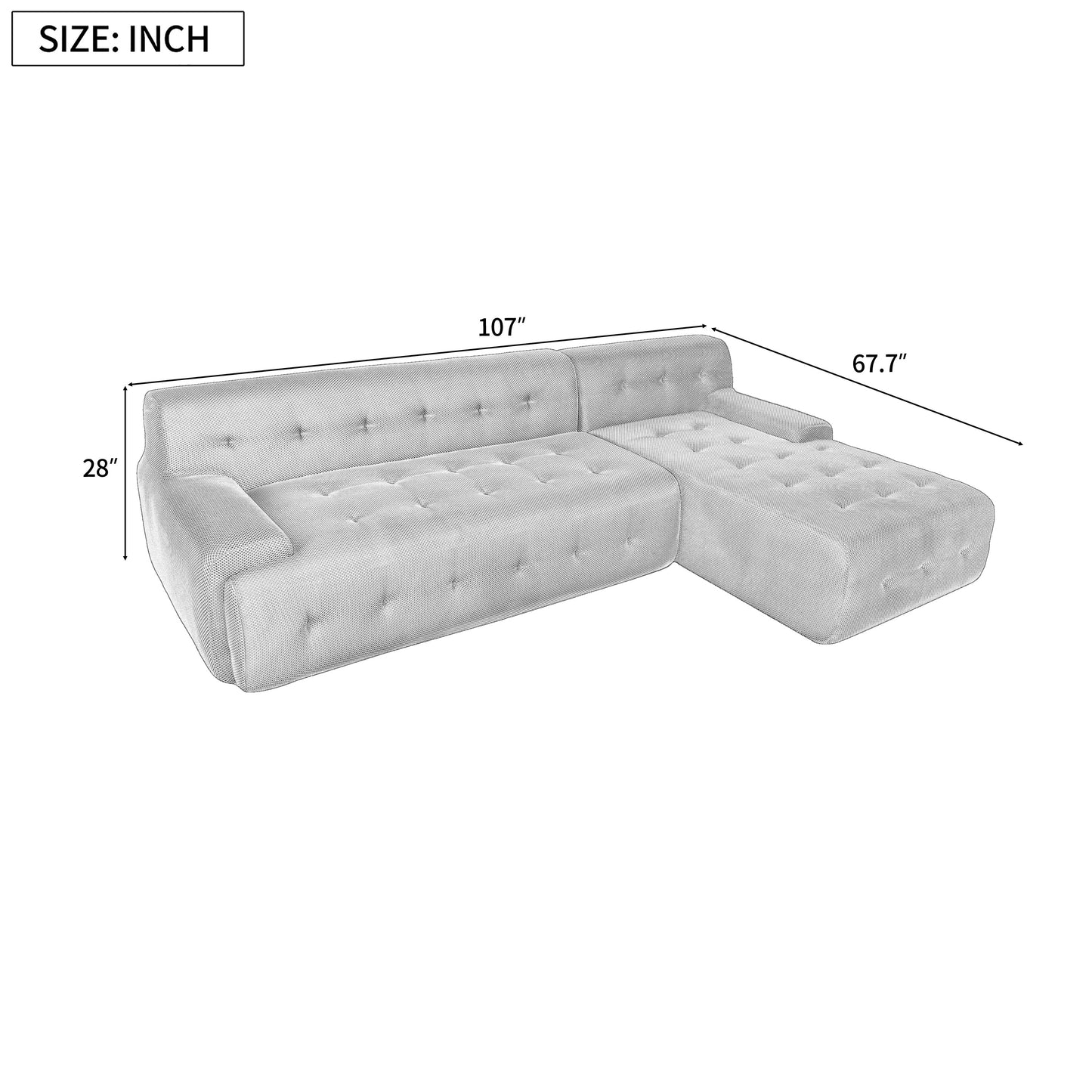 Modern Large L-Shaped Modular Sofa, Minimalist Style, 2-Piece Set With Free Combinations, Suitable for Living Rooms